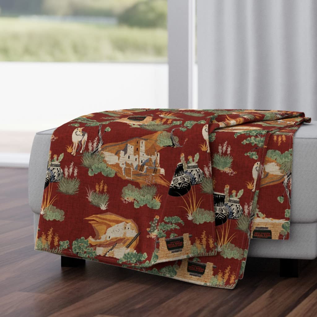 Luxe Velvet Throw Blanket 50x70 Inches - Verde Red Rocks Retro Western Desert Colorado Coyote Park Anasazi Print | Soft Cozy Blanket for Sofa, Bed, Couch & Home Decor | Perfect Gift for Housewarming & Winter