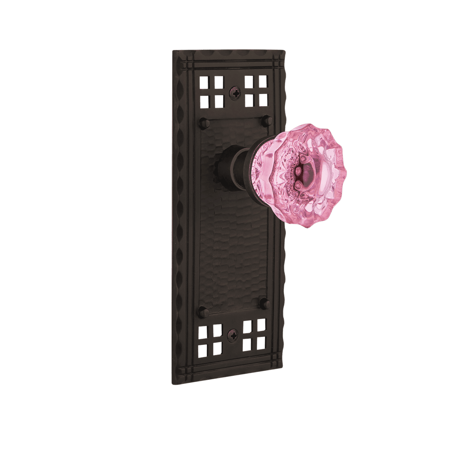 Craftsman Oil Rubbed Bronze Long Plate with Pink Crystal Knob - Elegant Cabinet Hardware for Kitchen, Bathroom & Furniture Upgrade