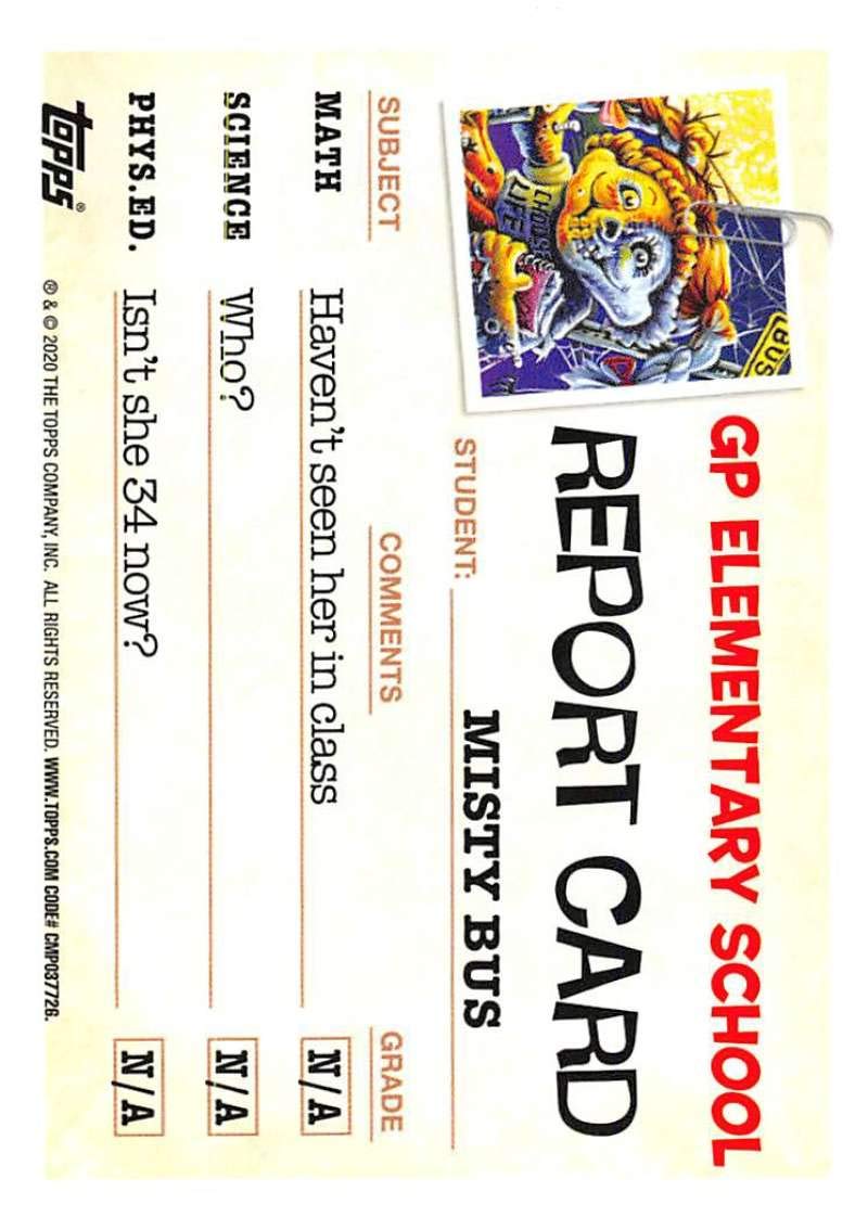 2020 Topps Garbage Pail Kids Late to School Booger Green #3B BUS STOP BECKY NM Trading Card - Collectible Nonsport Standard Size Card for Trading, Collecting & Display - Perfect for Card Collectors, Gift Giving & Pop Culture Fans