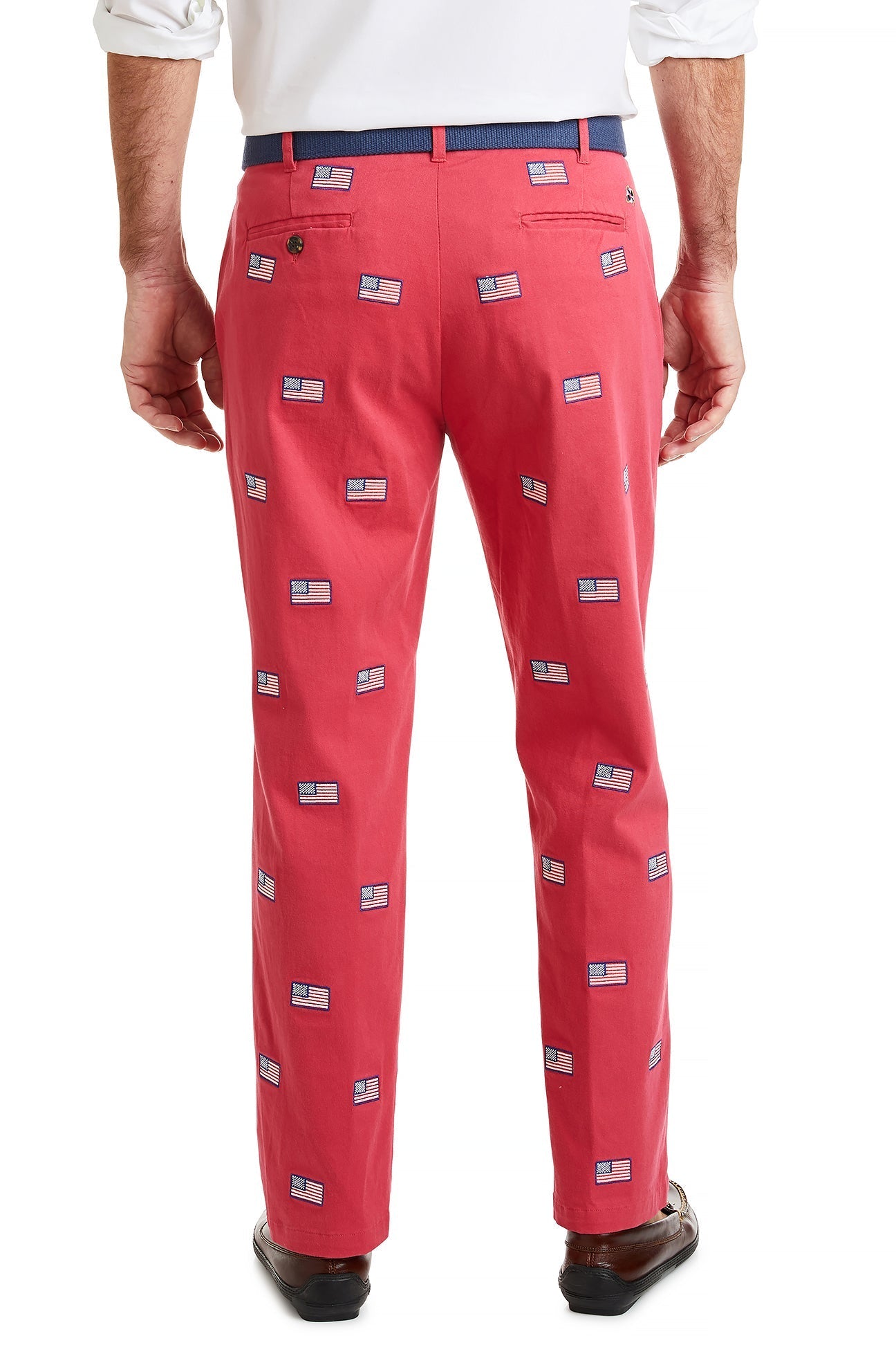 Men's Harbor Pant Stretch Twill Pants - Hurricane Red with American Flag Design | Comfortable Casual & Work Pants for Outdoor Activities
