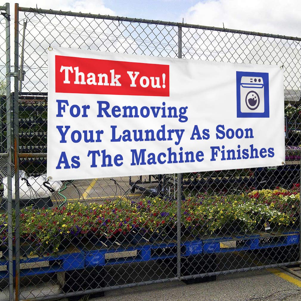 Durable Vinyl Banner - 60x144 Inches, Weatherproof & Industrial Grade with 10 Grommets - Perfect for Laundromats, Outdoor Yard Signs, Business Advertising & Thank You Displays