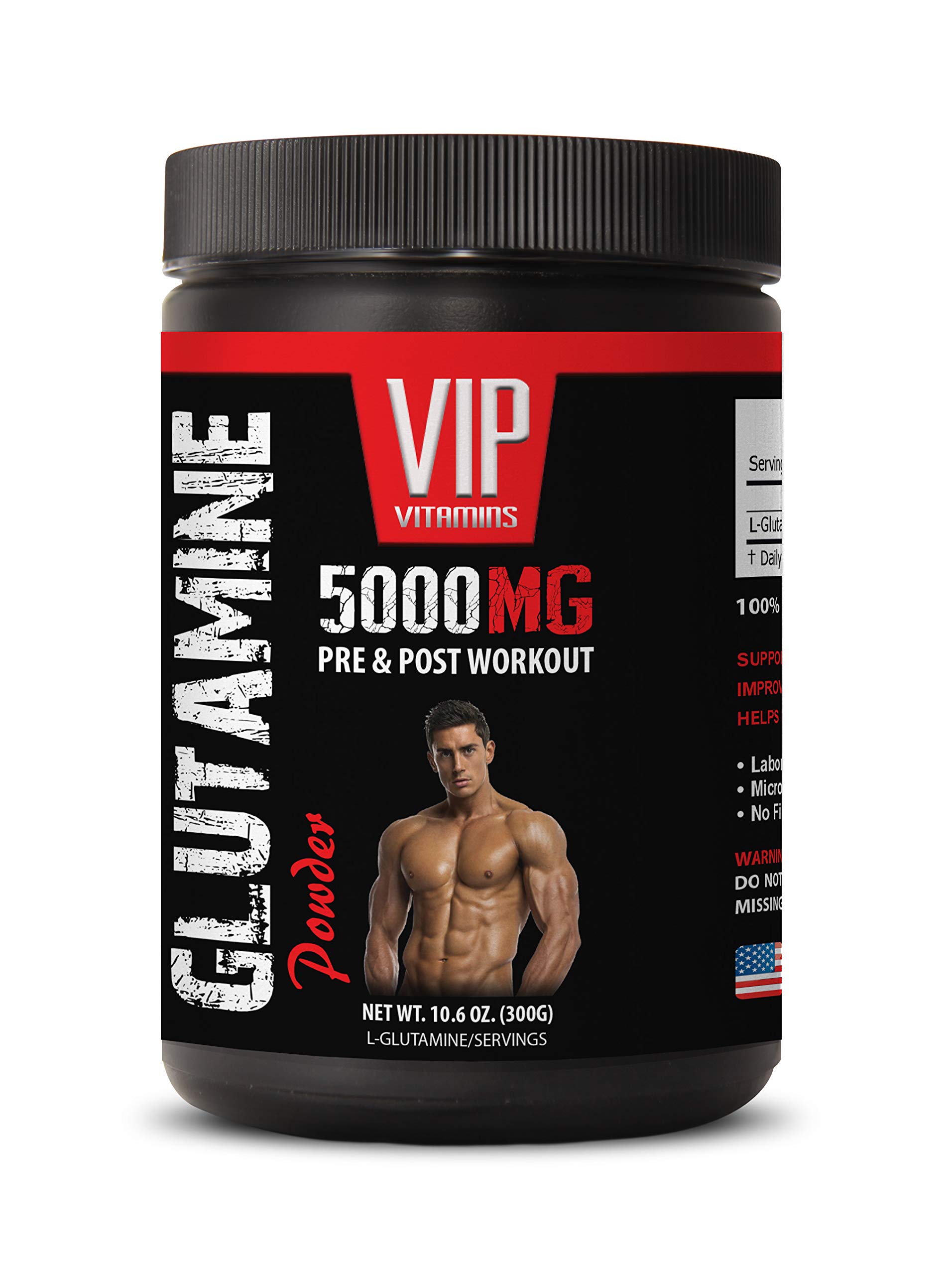 Pre Workout Glutamine Powder 5000mg - L-Glutamine for Pre & Post Workout - 300g Can for Muscle Recovery