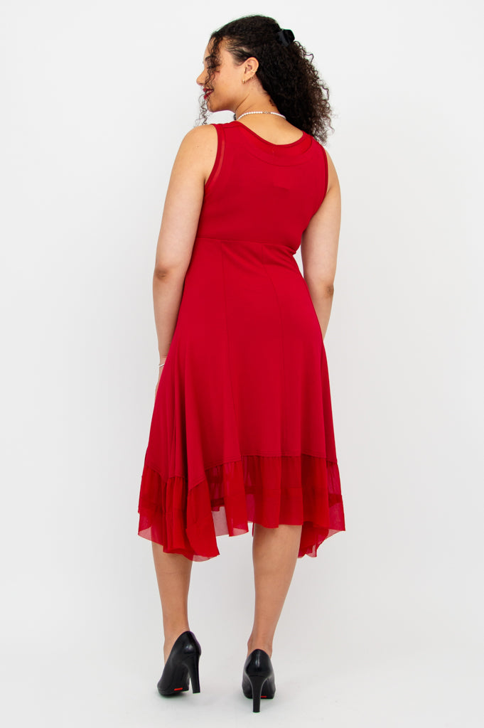 Danube Women's Dress - Red Lipstick Print, Soft Bamboo Fabric - Perfect for Casual Outings, Parties & Summer Wear