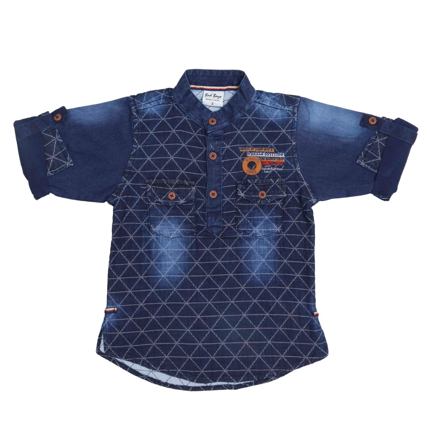 Stylish Denim Print Kurta for Men by Bad Boys - Perfect for Casual Wear, Festivals & Ethnic Outfits