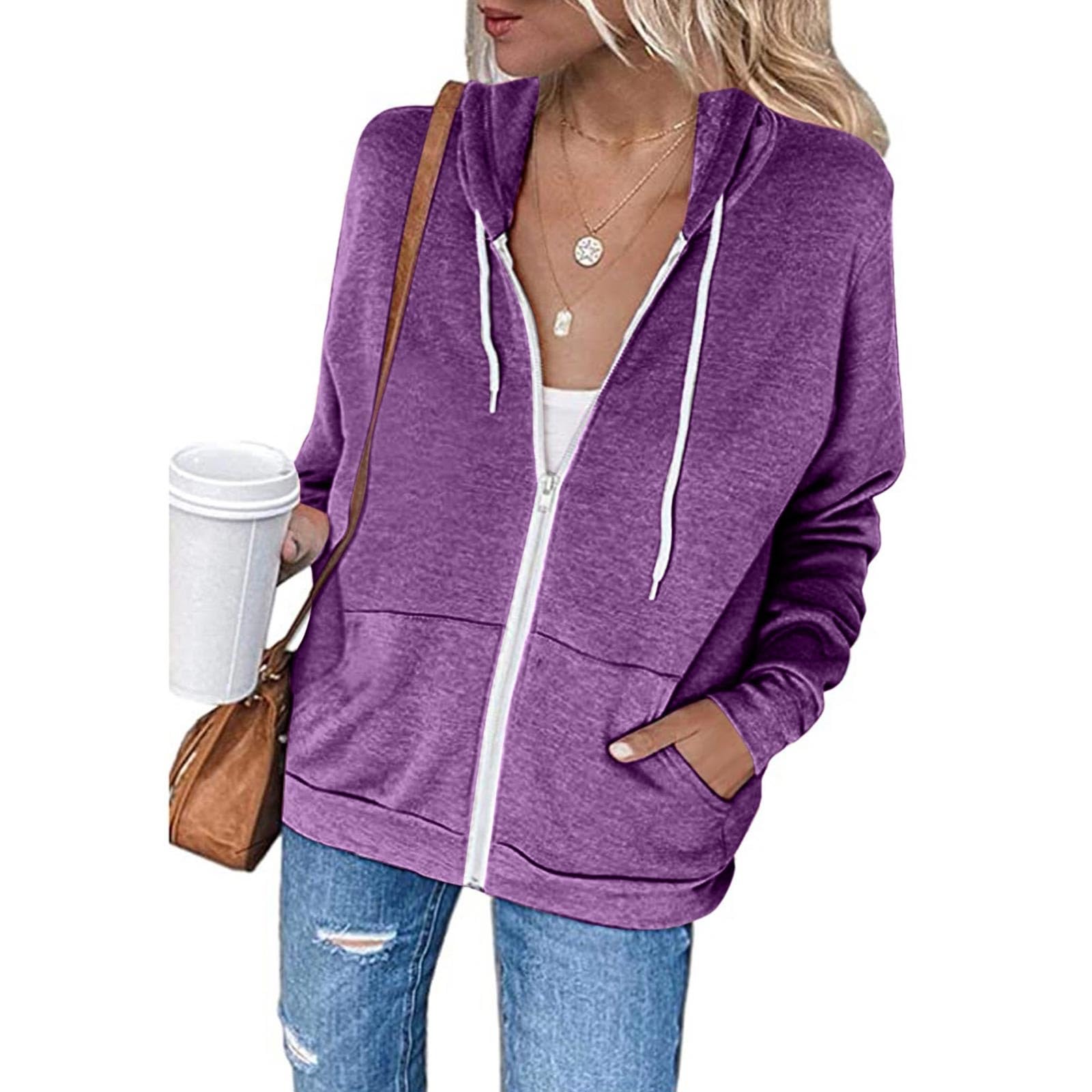 Women's Active Long Sleeve Zip Up Hoodie with Pocket - Comfortable Hooded Sweatshirt Jacket for Workouts & Casual Wear | Prime Day Deal
