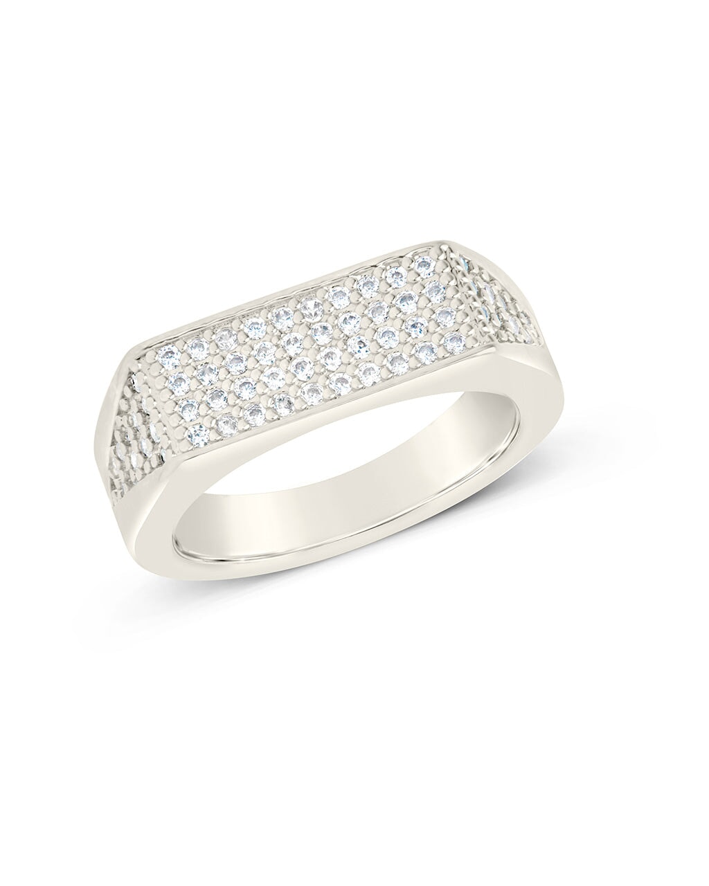 Men's CZ Bar Signet Ring - Sterling Silver Cubic Zirconia Statement Jewelry for Men | Perfect for Weddings, Gifts & Everyday Wear