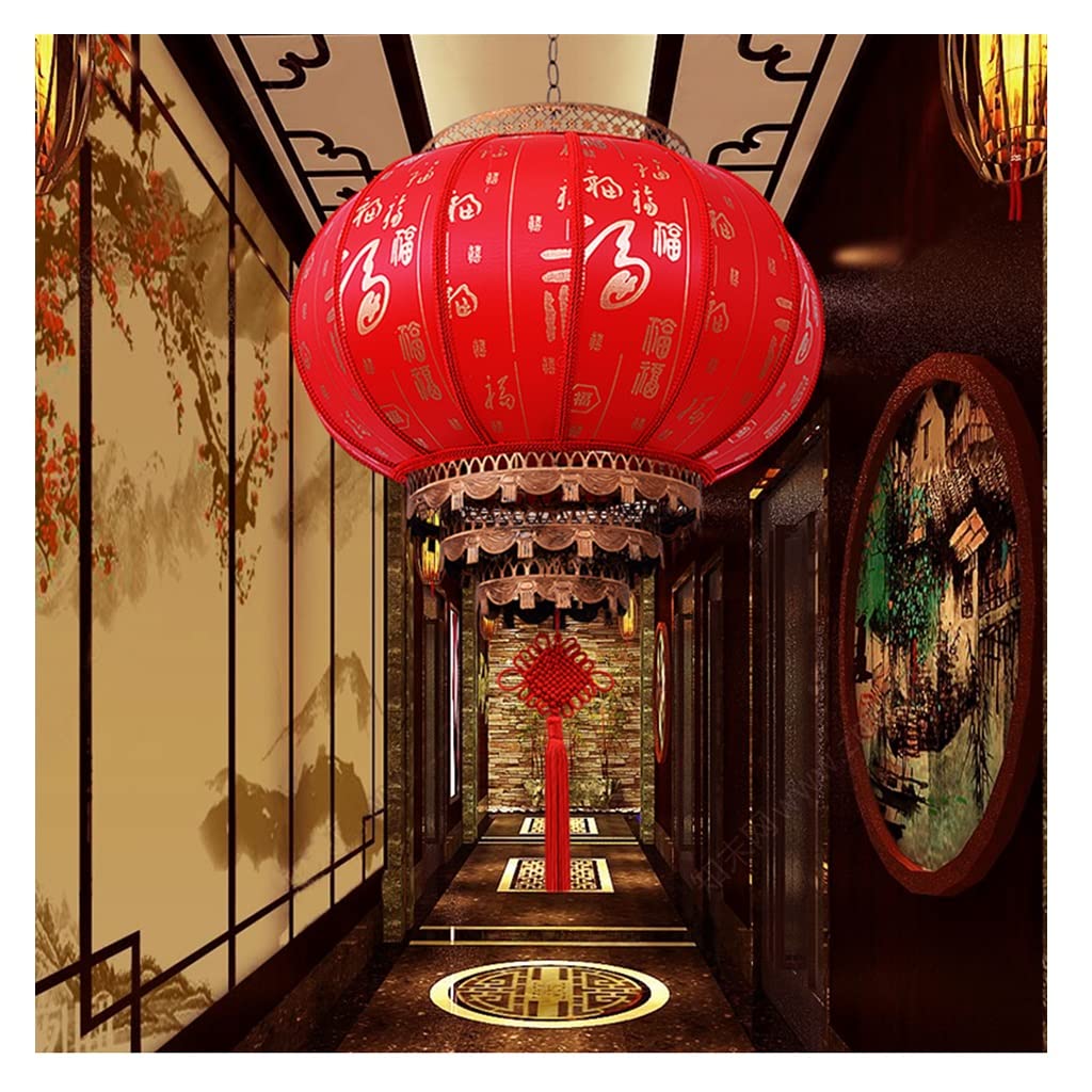 Chinese New Year Red Lantern with Fu Character - 24 Inch Traditional Festival Decoration for Indoor & Outdoor - Perfect for Spring Festival, Weddings, Parties & Home Decor (Red, 60cm Diameter)