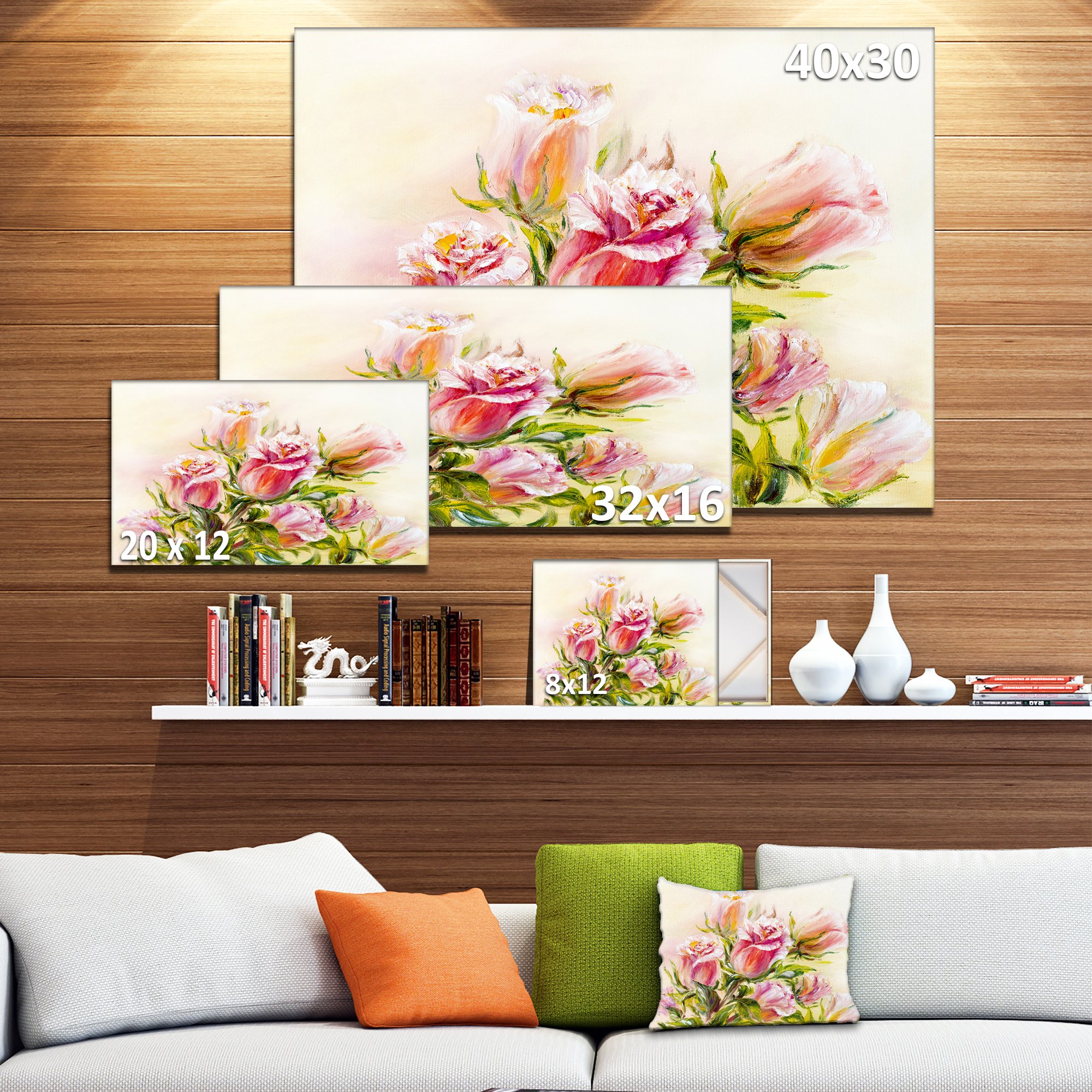 Hand-Painted Rose Oil Floral Art Canvas Print - Elegant Home Decor for Living Room, Bedroom & Office