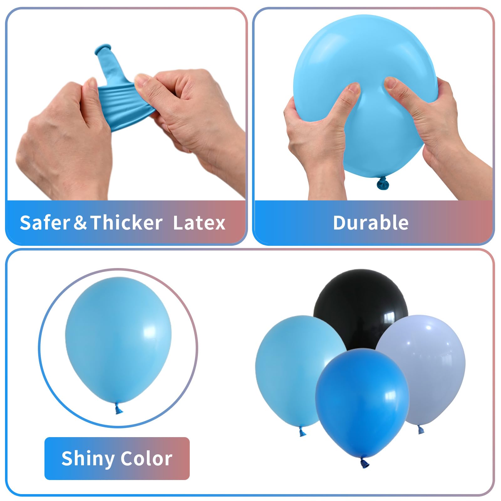 60 Pcs Blue and Black Balloons Set - 12 Inch Baby Blue & Dark Blue Gamer Balloons for Video Game Party Decorations, Kids Birthday Party Supplies, Baby Shower & Gender Reveal Decor