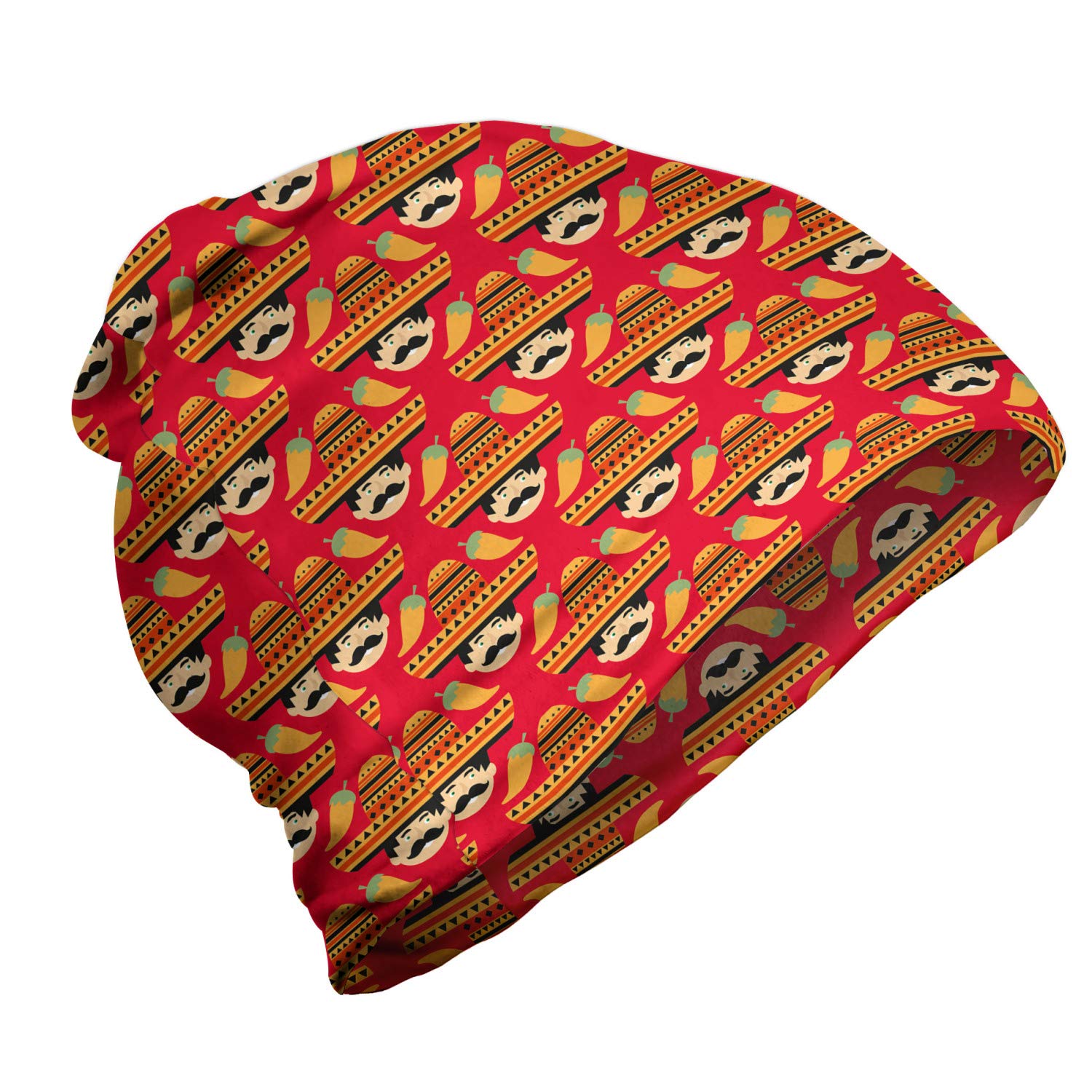 Ambesonne Unisex Beanie - Mexican Man Peppers Design - Warm Winter Hat for Men & Women - Perfect for Hiking, Camping & Outdoor Activities