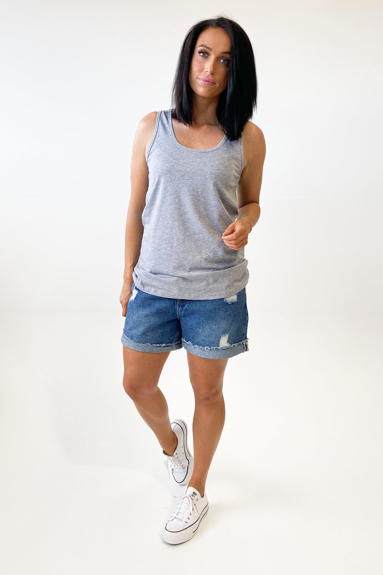AS Colour Tulip Singlet Grey - Women's Soft Cotton Tank Top for Casual Wear, Gym & Layering | Comfortable & Breathable Summer Essential