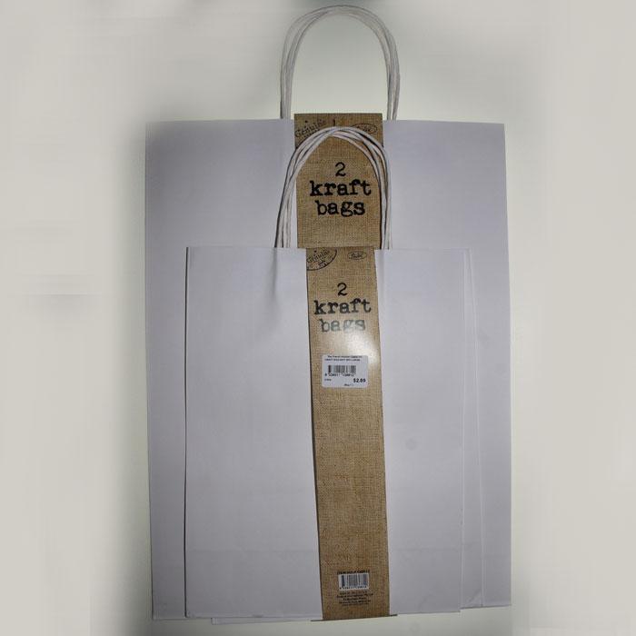 Eco-Friendly Kraft Paper Bags | 2-Pack White Gift Bags with Handles | Perfect for Party Favors, Wedding Decor & Retail Packaging
