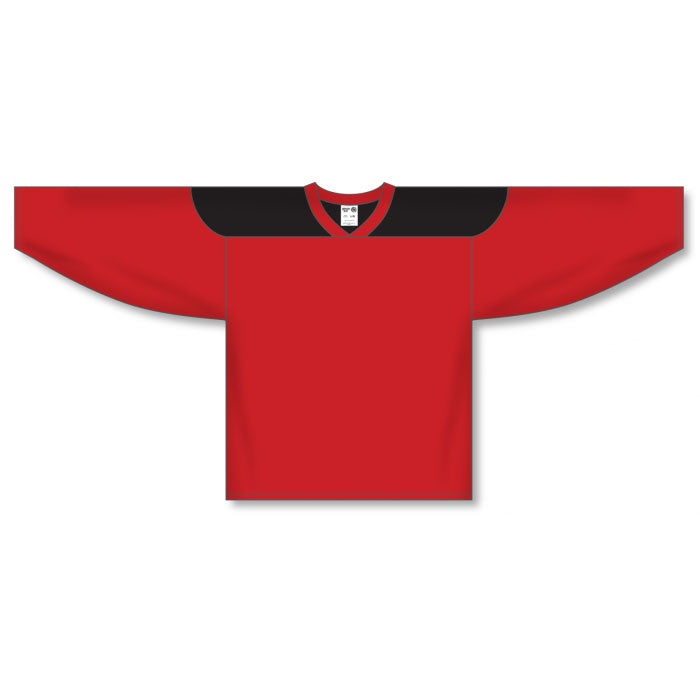 Custom Athletic Knit Red & Black 6100 Jersey - Breathable Sports Performance Shirt for Basketball, Football & Team Uniforms