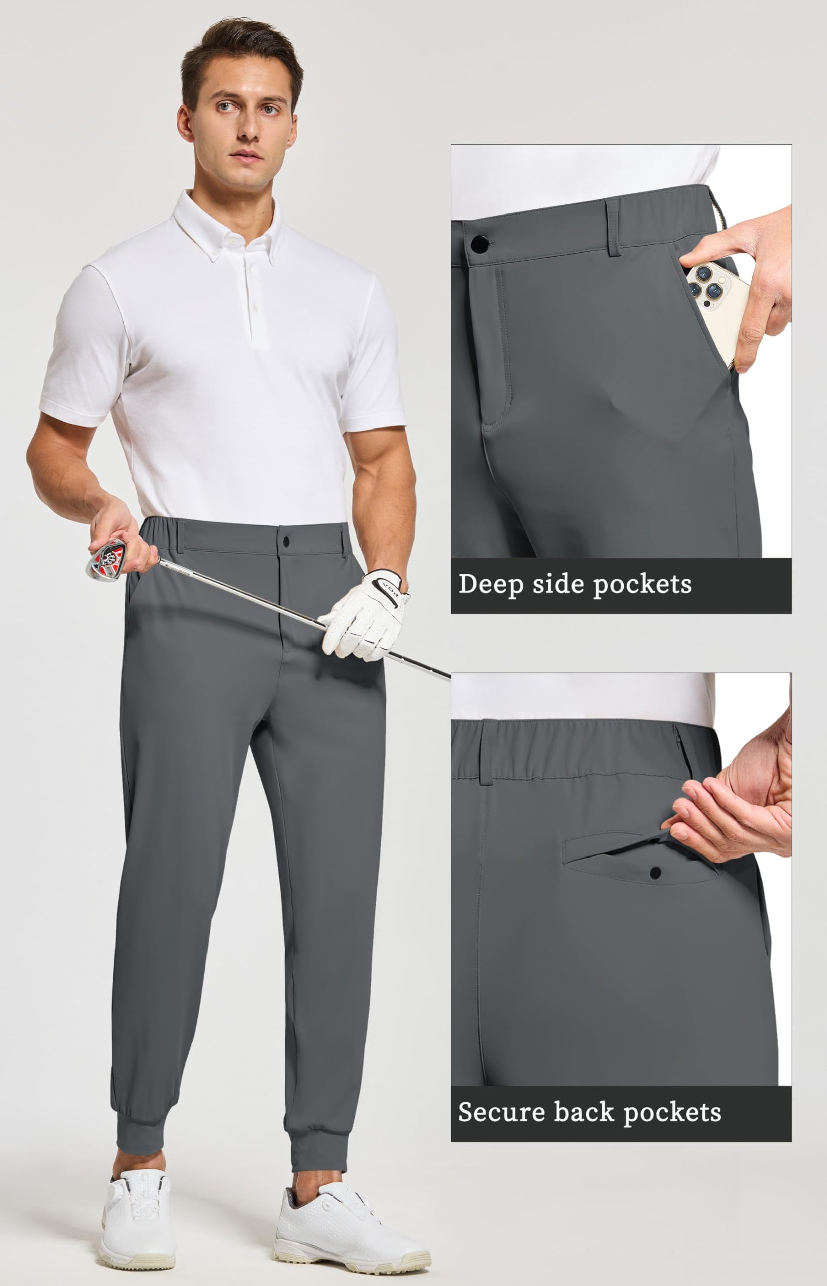 Willit Men's Golf Joggers Pants - Stretch Slim Fit Work Dress Pants - Quick Dry Athletic Pants with Pockets - Perfect for Golf, Office & Casual Wear