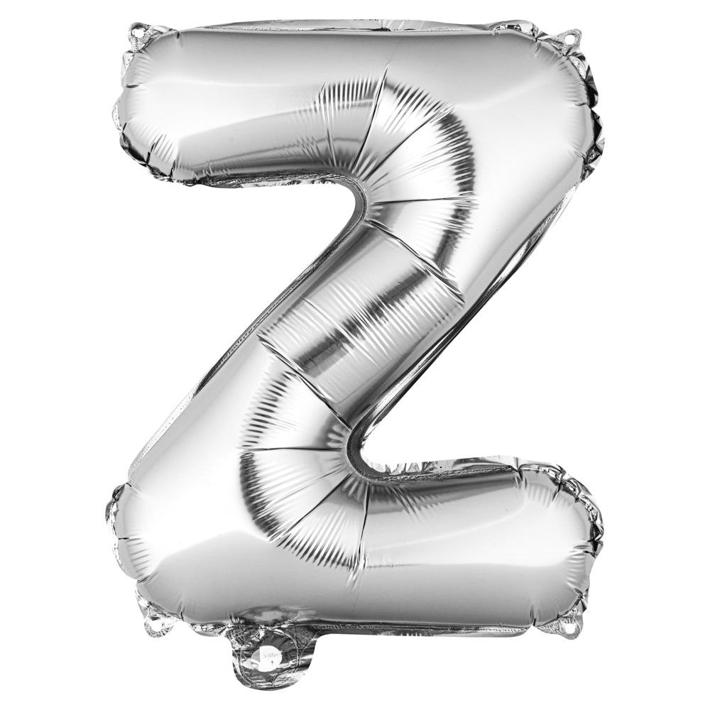 Balloonify Silver Mylar Letter Z Balloon - 16 Inch Large Alphabet Foil Balloon for Birthday Parties, Baby Showers & Graduation Decorations - 1 Count Box