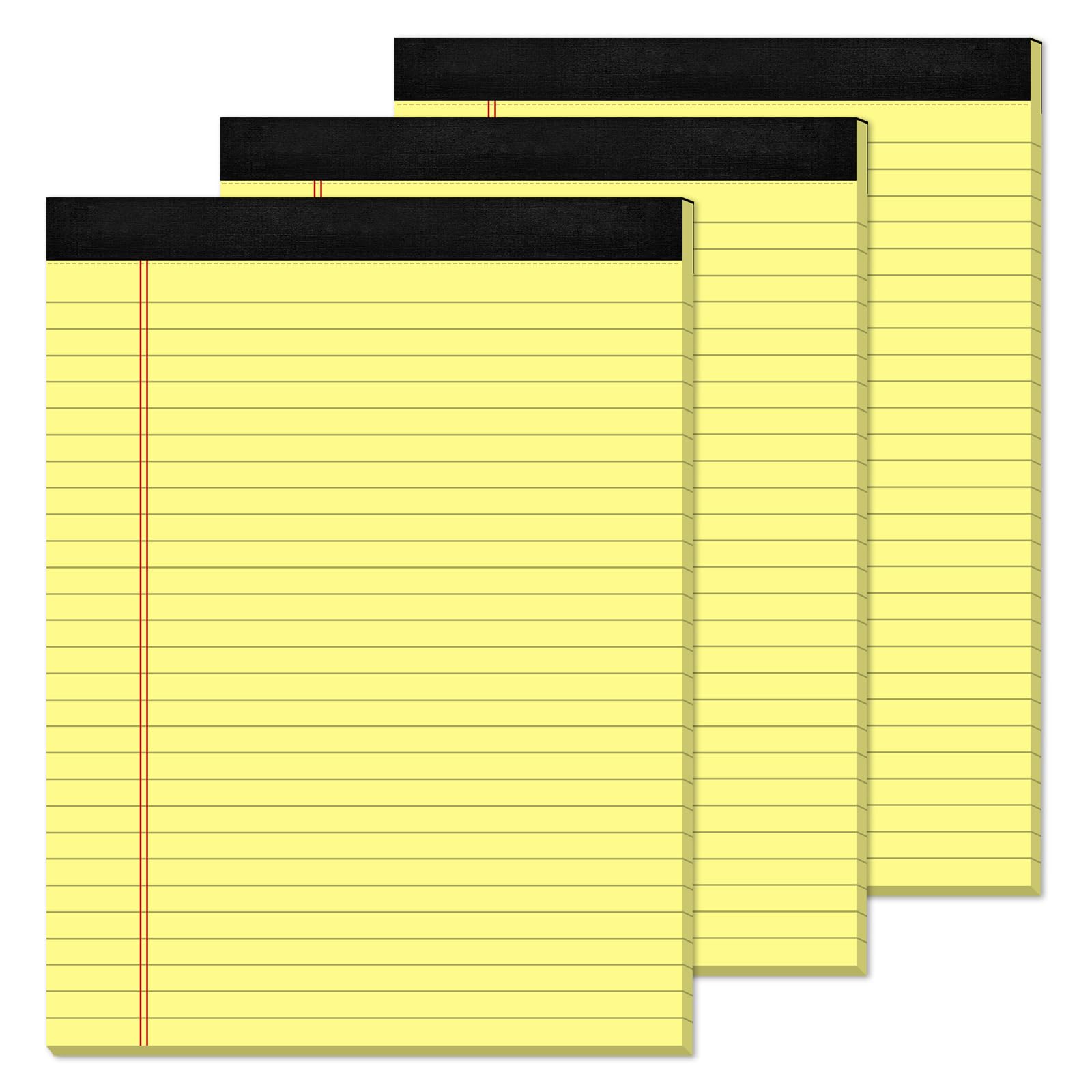 Premium Yellow Legal Pads 8.5 x 11 Inches - 3 Pack Wide Ruled Perforated Notebooks with 30 Sheets Each - Ideal for Office, School & Home Use - Perfect for Note Taking, Meeting Minutes & To-Do Lists