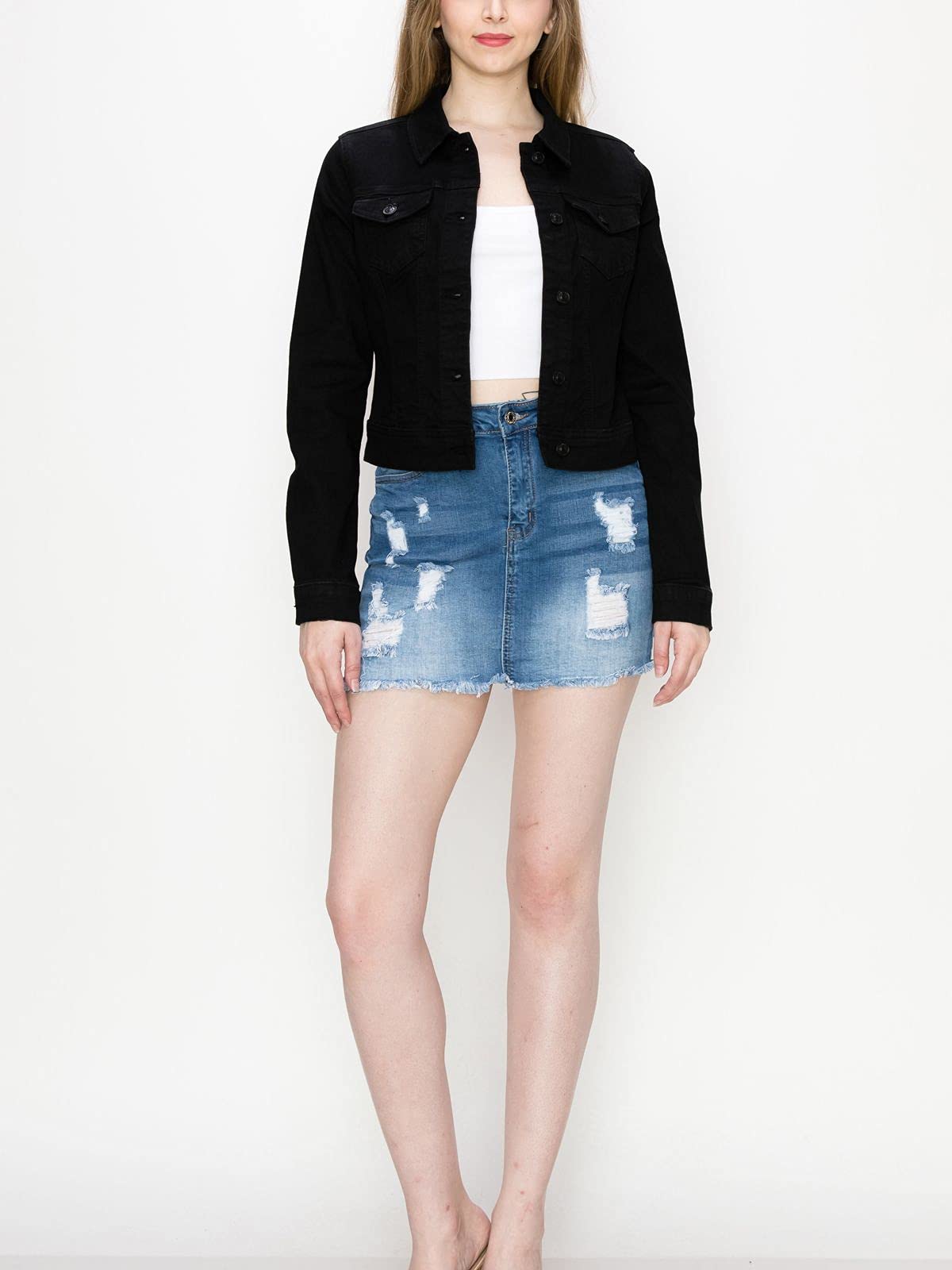 FashionMille Women's Classic Stretch Fit Denim Jean Jacket - Casual Denim Jacket for Women - Perfect for Everyday Wear, Outfits & Layering