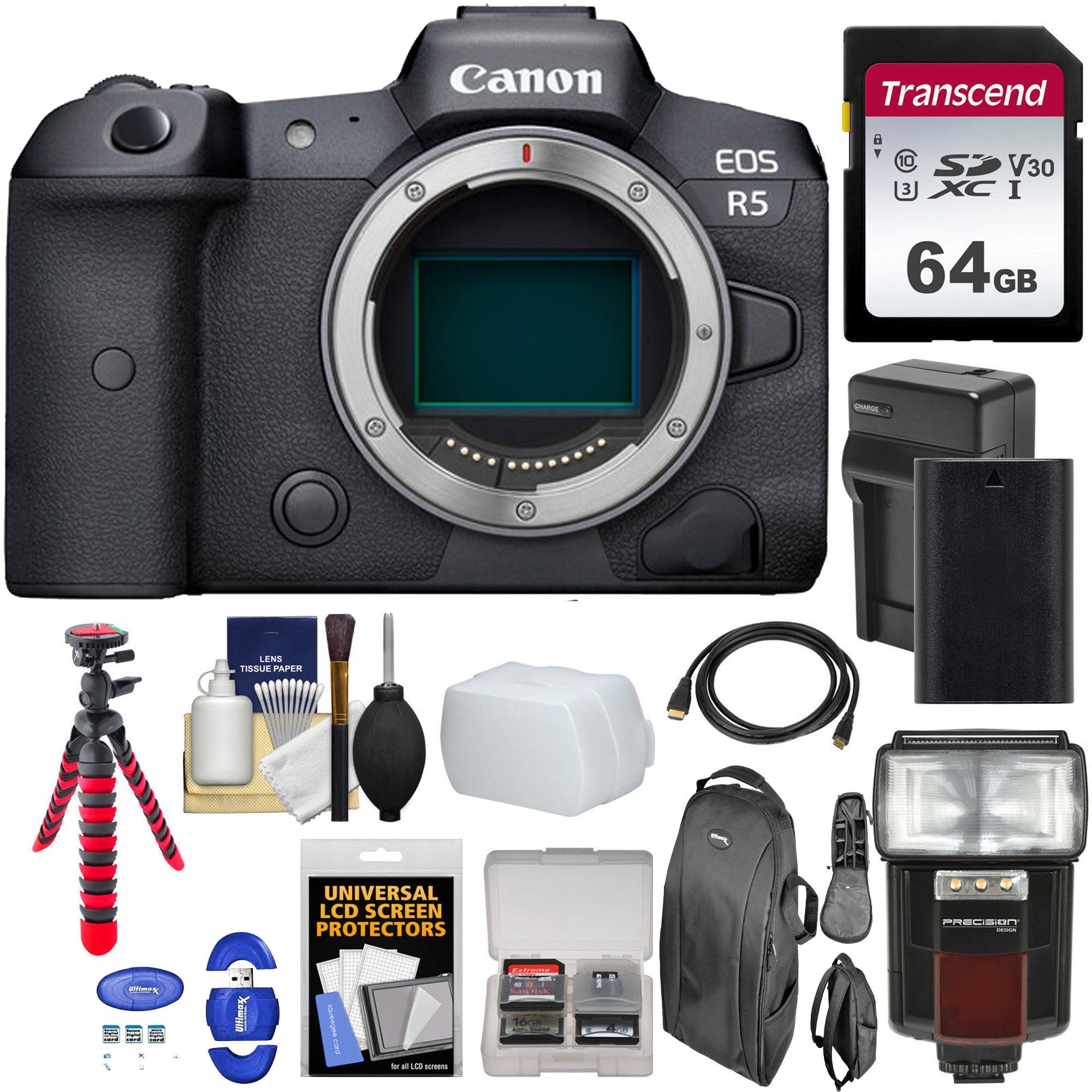 Canon EOS R5 Mirrorless Digital Camera Body - 45MP Full Frame, 8K Video, 64GB Bundle - Perfect for Professional Photography & Videography