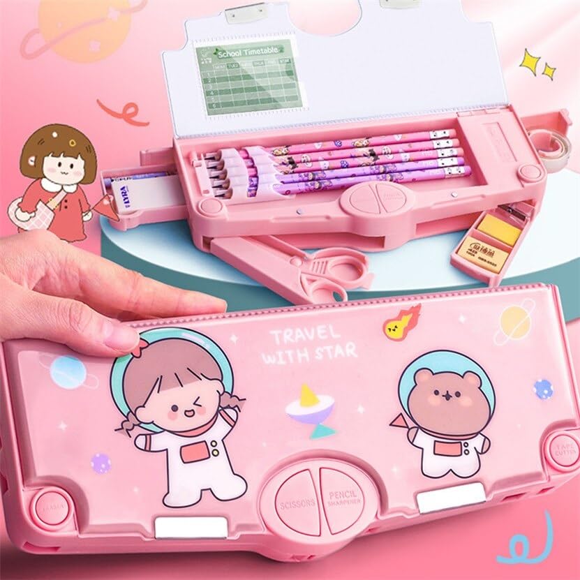 ARV® Magnetic Multi-Functional Pencil Box for Kids - Space Themed School Supplies for Boys & Girls, Durable Pencil Case for Classroom, Homework & Travel Organization (Pack of 1)