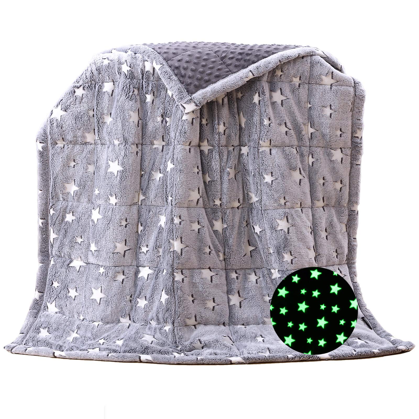 Bood Minky Kids Glow Weighted Blanket - 3lb Fuzzy Weighted Blanket for Toddlers & Children (36