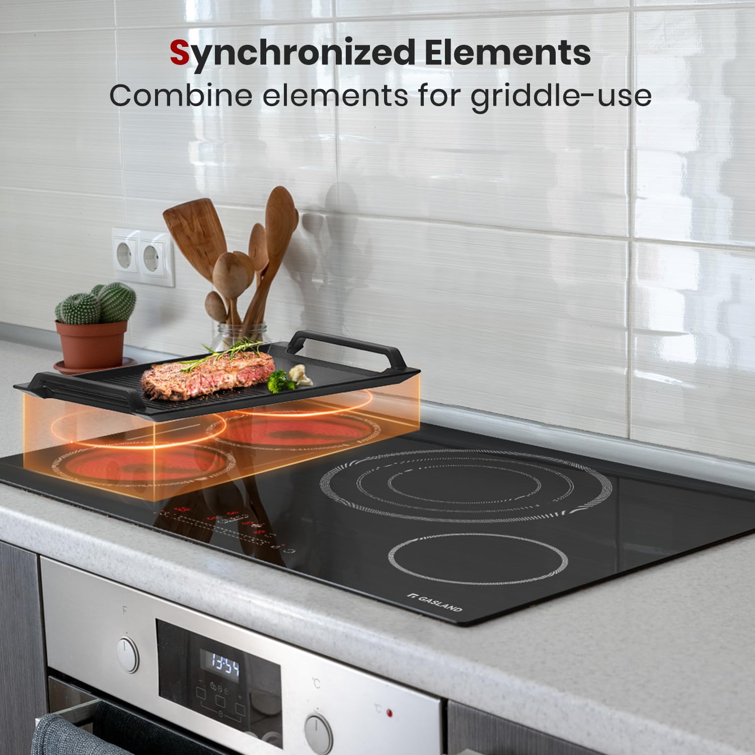 GASLAND 30 Inch Built-in Electric Cooktop with 4 Burners - ETL & FCC Certified, Radiant Ceramic Surface, Sync & Triple Burners, Slide Touch Control, Child Lock, Hot Surface Indicator, 240V - Perfect for Modern Kitchens, Home Cooking & Professional Chefs