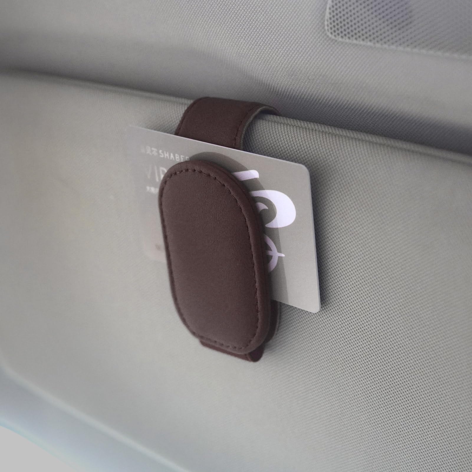 Magnetic Leather Sunglass Holder for Car Visor - Brown Eyeglass Hanger & Ticket Clip - Durable Car Interior Accessories for Sunglasses, Glasses, Cards - Perfect for Road Trips, Commuting & Daily Driving