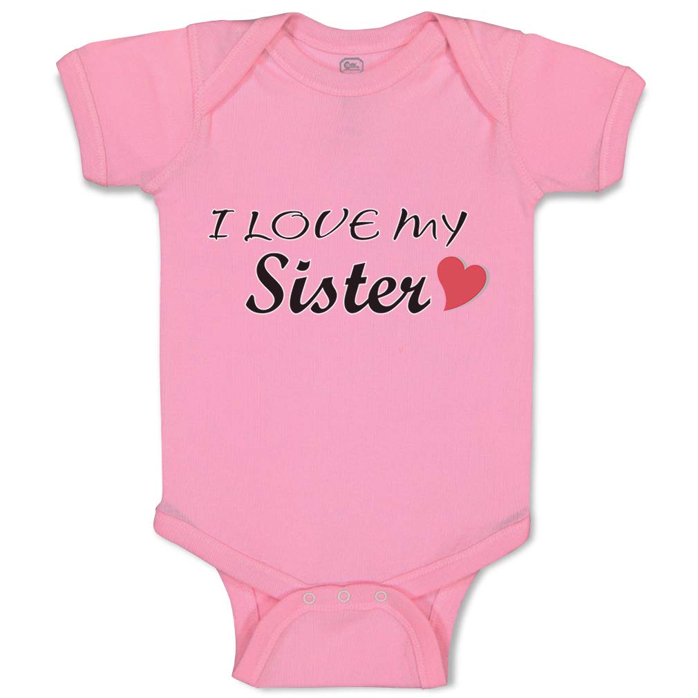 Funny Cute Rascals Baby Bodysuit - I Love My Sister Cotton Onesie for Newborns (Boy & Girl) | Soft Pink Infant Outfit for Sibling Matching & Photo Shoots