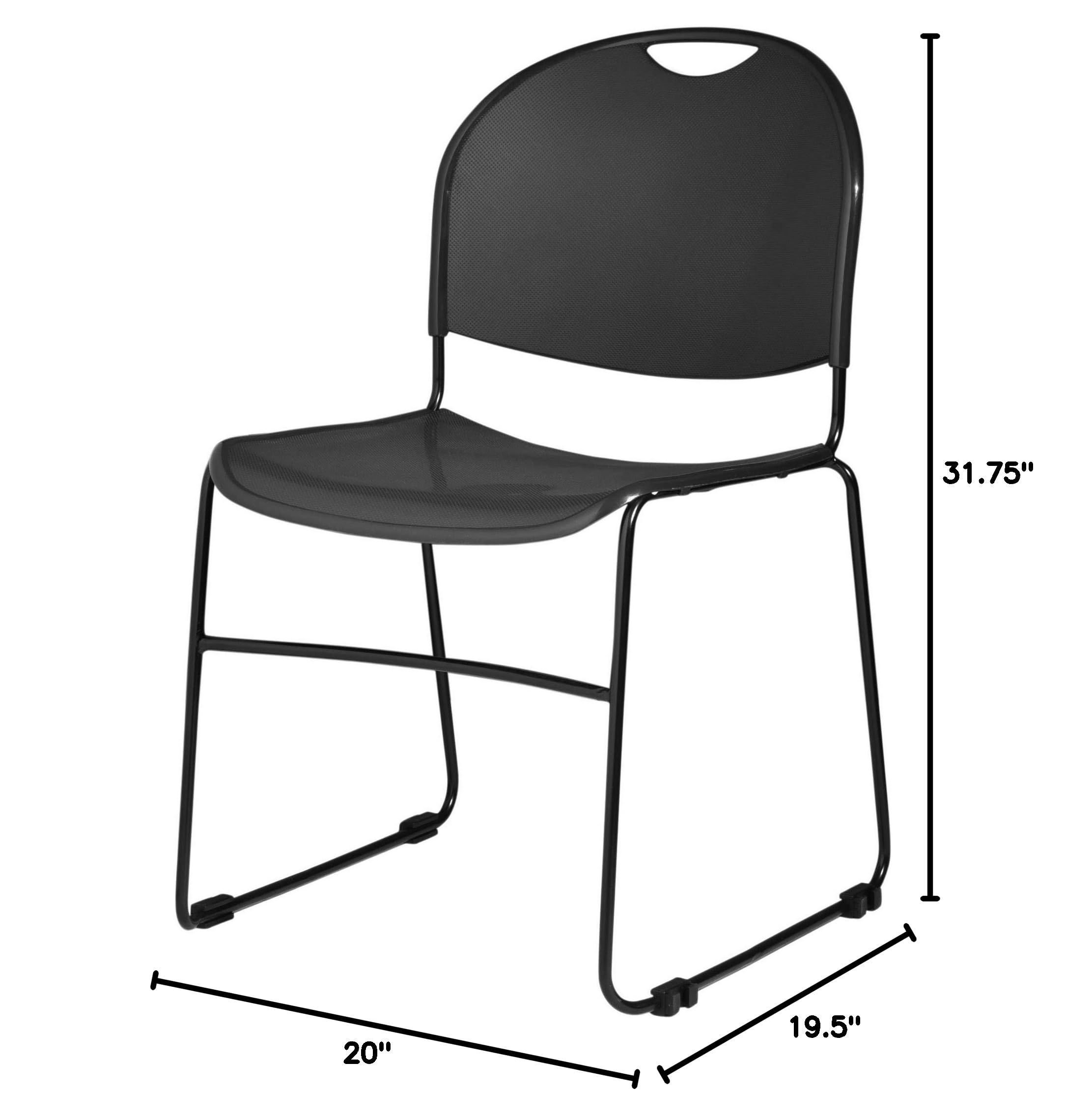 OEF Furnishings Black Plastic Stackable Chairs - Set of 4, Lightweight & Durable for Indoor/Outdoor Use - Perfect for Dining, Events, Parties, and Office Meetings