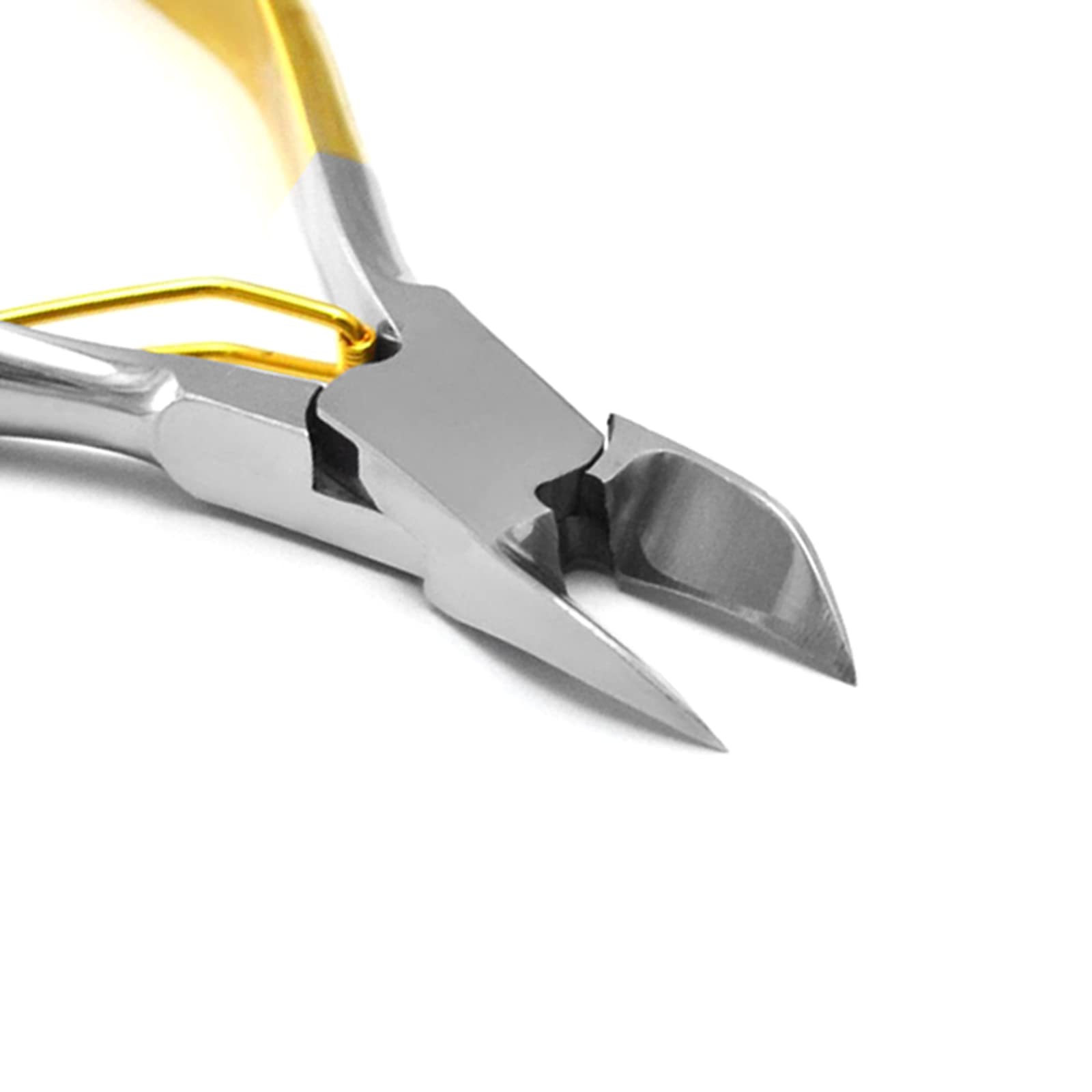 Professional Ingrown Toenail Clippers & Cutters Set - Straight & Curved Side Cutters, Cuticle Pusher & Skin Knife - 10cm Half Gold Design for Pedicure & Nail Care at Home or Salon