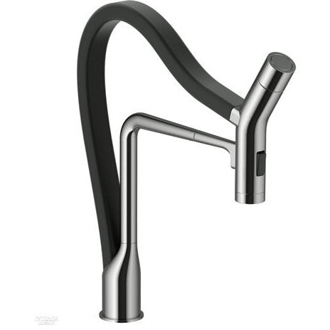 Hamat KAPO 2000 BNB Kanta Dual Function Handheld Pull-Out Kitchen Faucet in Brushed Nickel with Black Hose - Perfect for Modern Kitchens and Easy Dishwashing