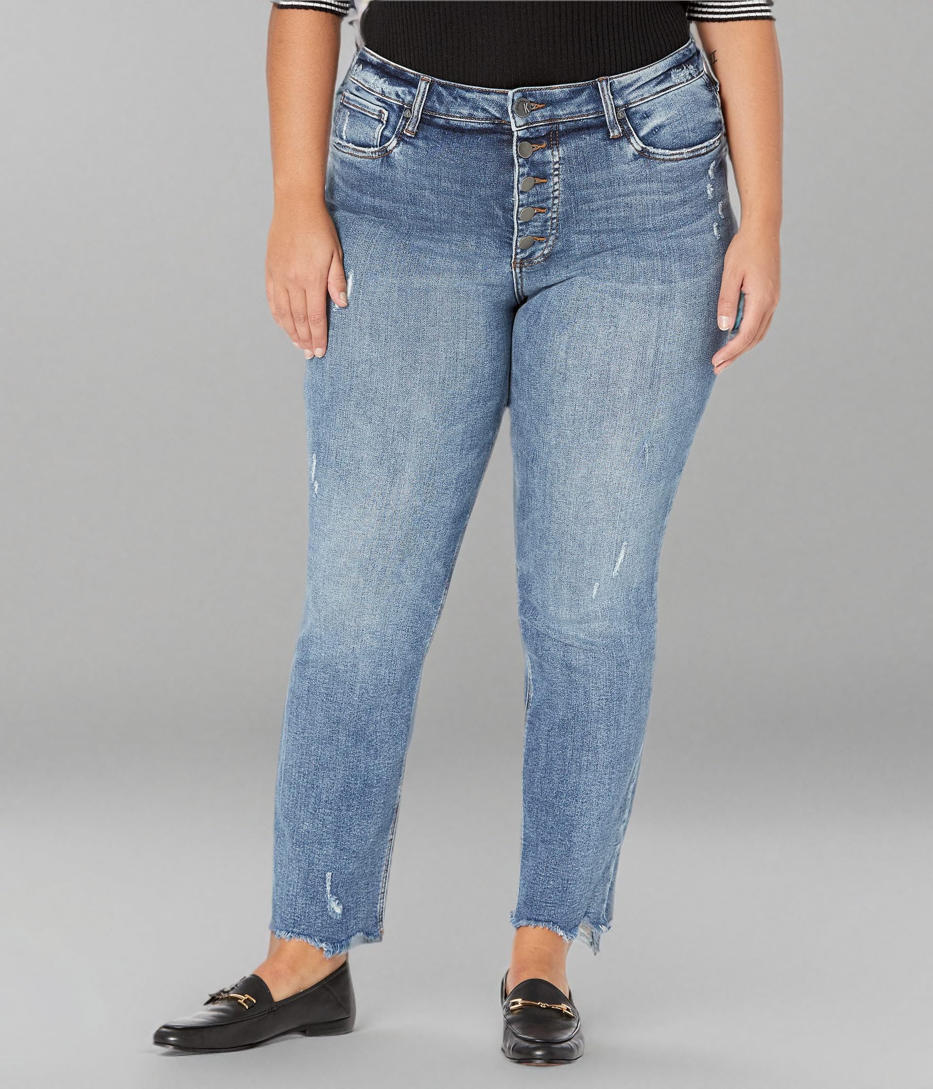 KUT from the Kloth Rachael High-Rise Fab AB Mom Jeans with Button Fly & Raw Hem - Comfortable Stretch Denim for Women | Perfect for Casual Wear, Work & Everyday Outfits