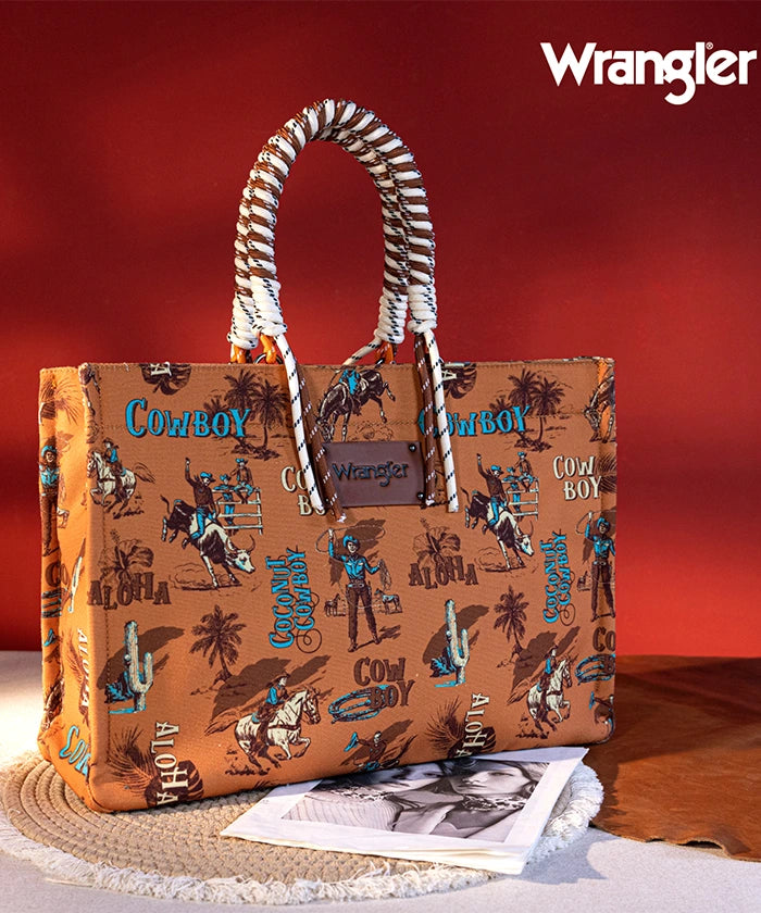 Wrangler Cowboy Print Tote Bag - Stylish Western Design for Women & Men - Perfect for Shopping, Travel & Outdoor Adventures
