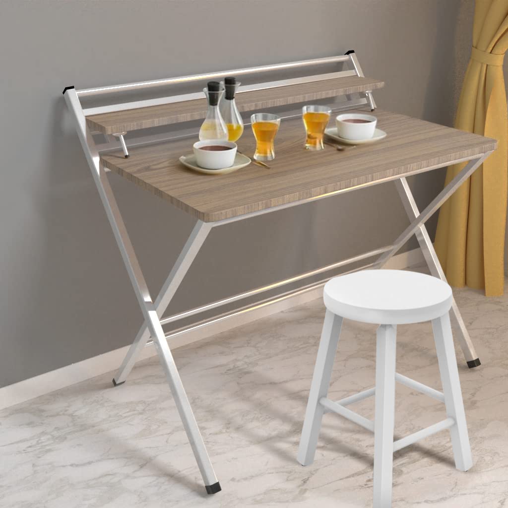 PUTEARDAT Foldable Computer Desk with Open Storage Shelves - Ergonomic Study Desk for Kids & Students, Perfect for Home, Classroom, and Office Use