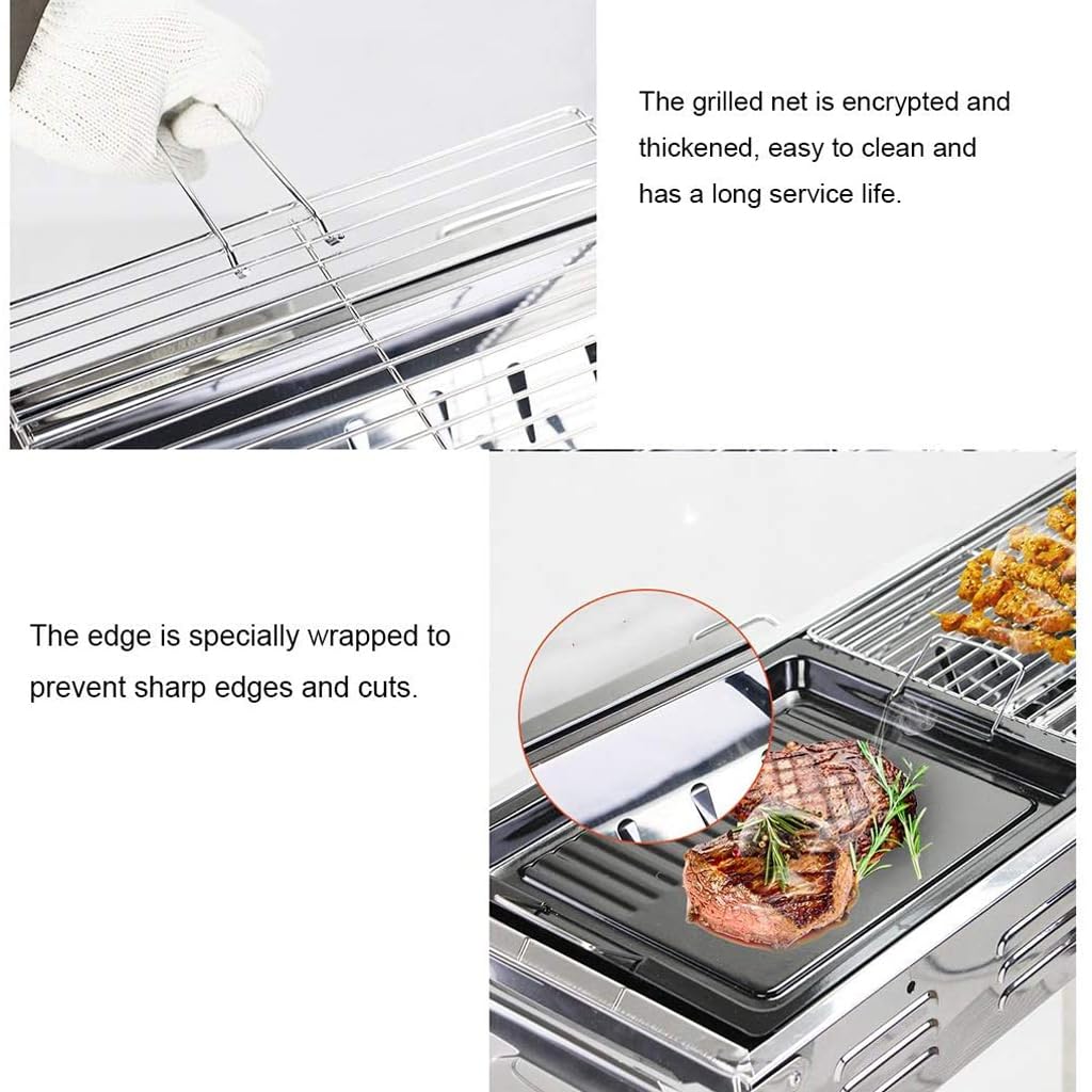 Portable Outdoor BBQ Grill with Rotisserie - Foldable Camping Stove for Picnic, Tailgating, Backyard & Courtyard Cooking - Perfect for Grilling, Roasting & Smoking Meats Outdoors