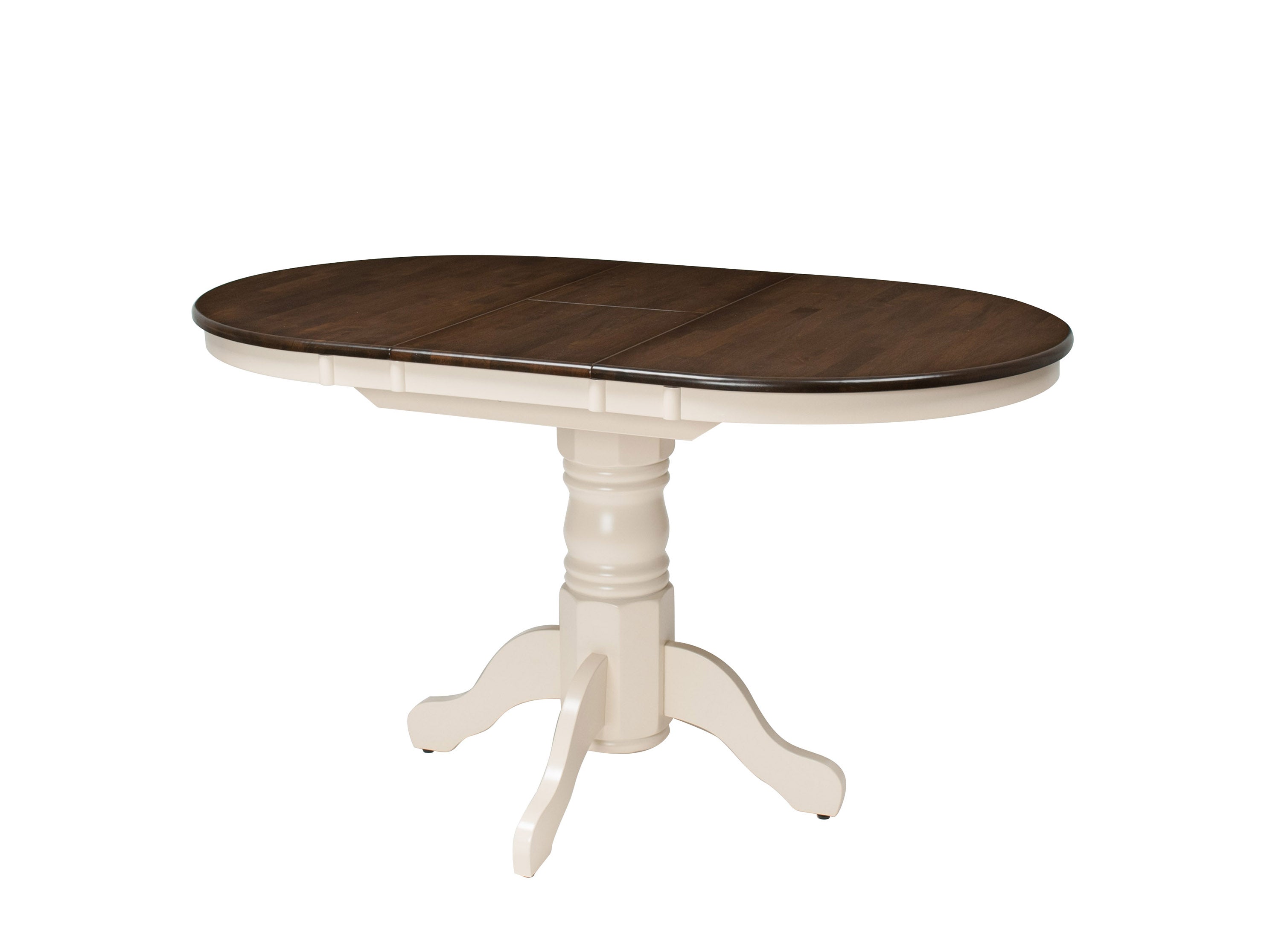Dark Brown & Cream Extendable Oval Dining Table - Expandable Farmhouse Style Kitchen Table for 6-8 People - Perfect for Family Dinners & Entertaining Guests