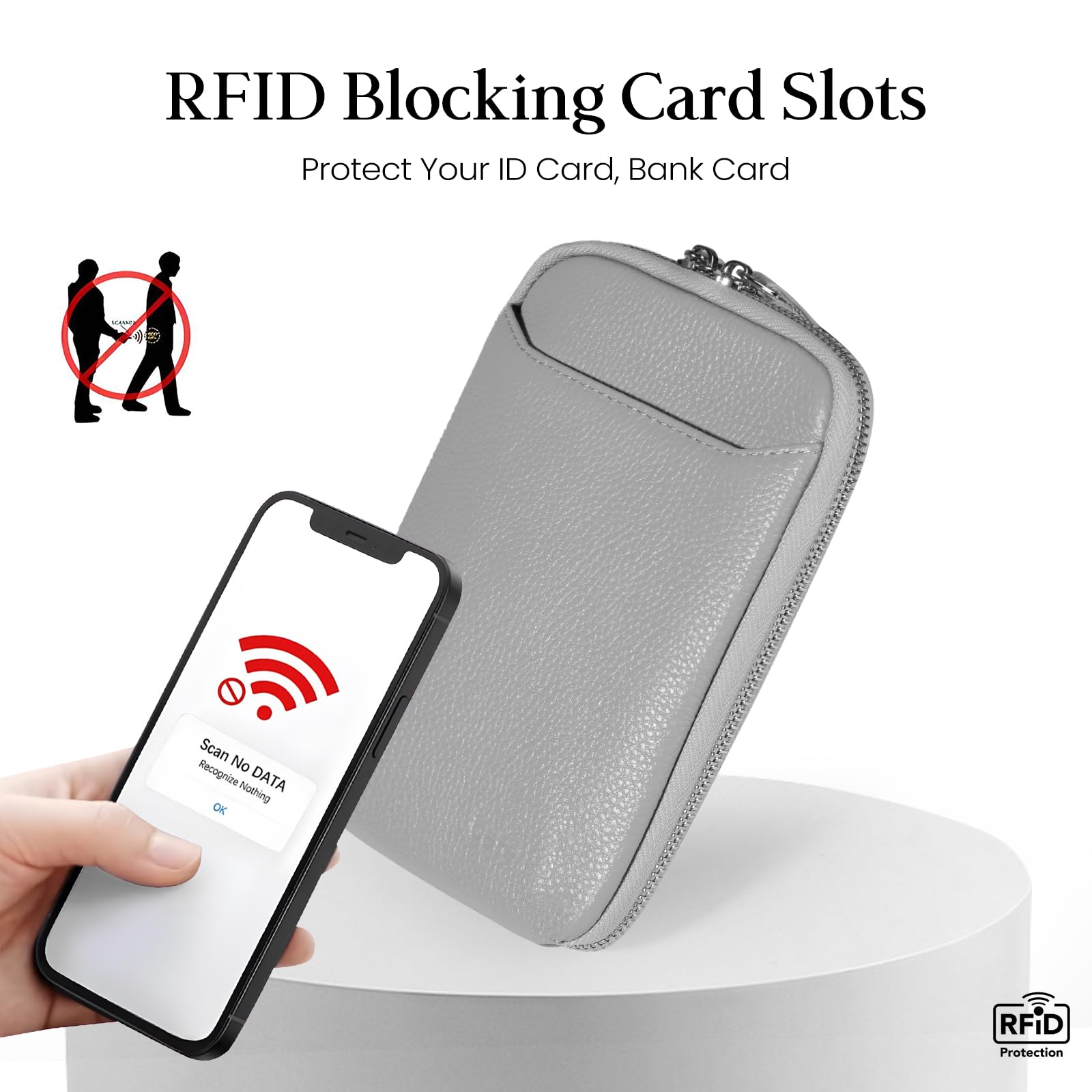 Befen Genuine Leather Crossbody Phone Purse for Women - Small RFID Blocking Wallet Bag with Zipper - Perfect for Travel, Shopping & Everyday Use