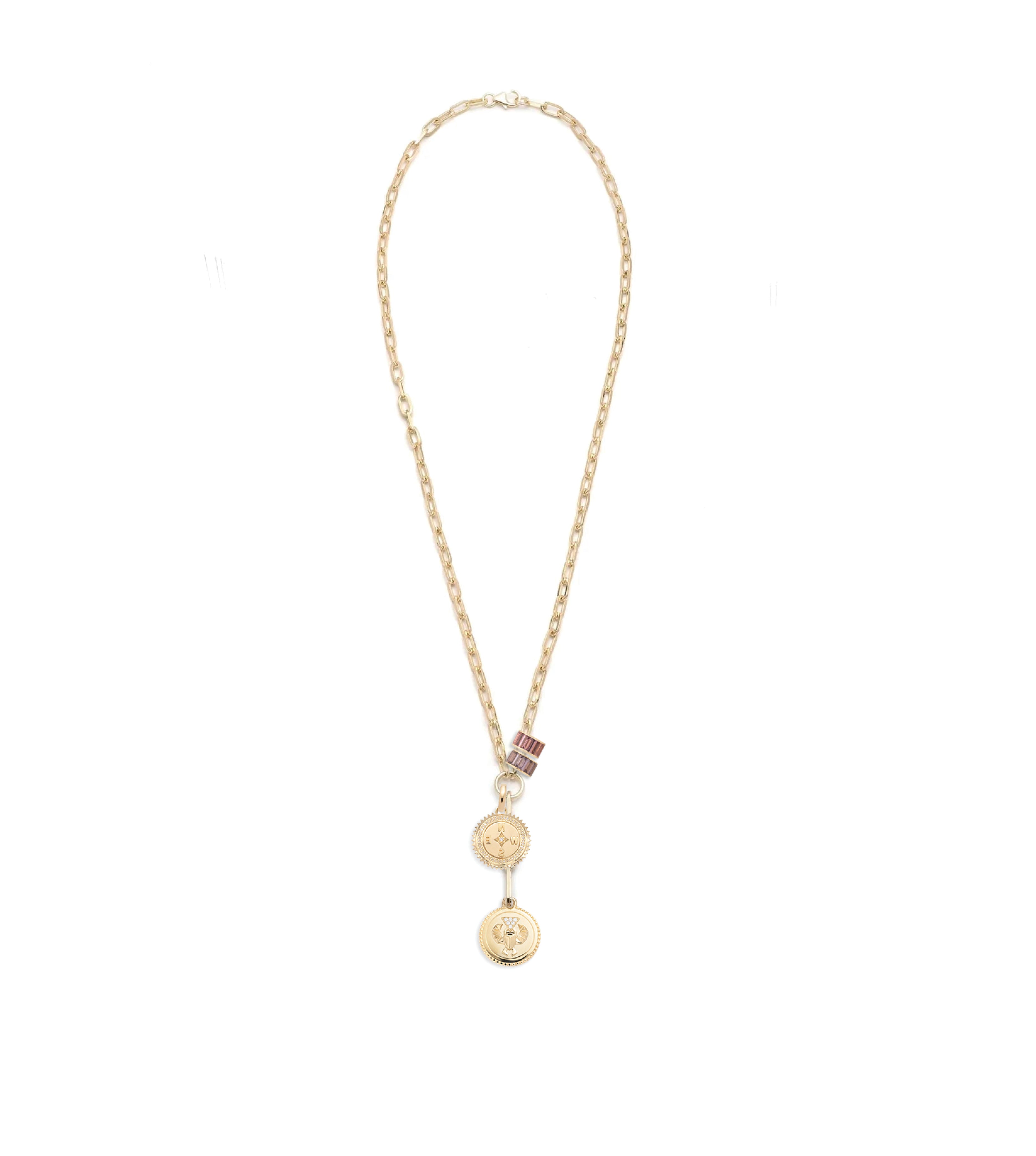 Stylish Clip Chain Necklace with Protection Symbol & Internal Compass Design - Perfect for Spiritual Jewelry, Meditation Accessories, and Meaningful Gifts