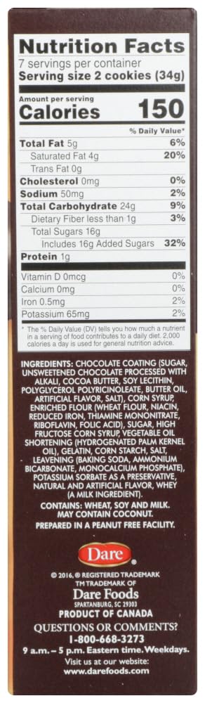 Dare Pure Chocolate Whippet Cookies Original - 8.8 oz (2 Pack) | Delicious Snack for Parties, Gifts & Tea Time