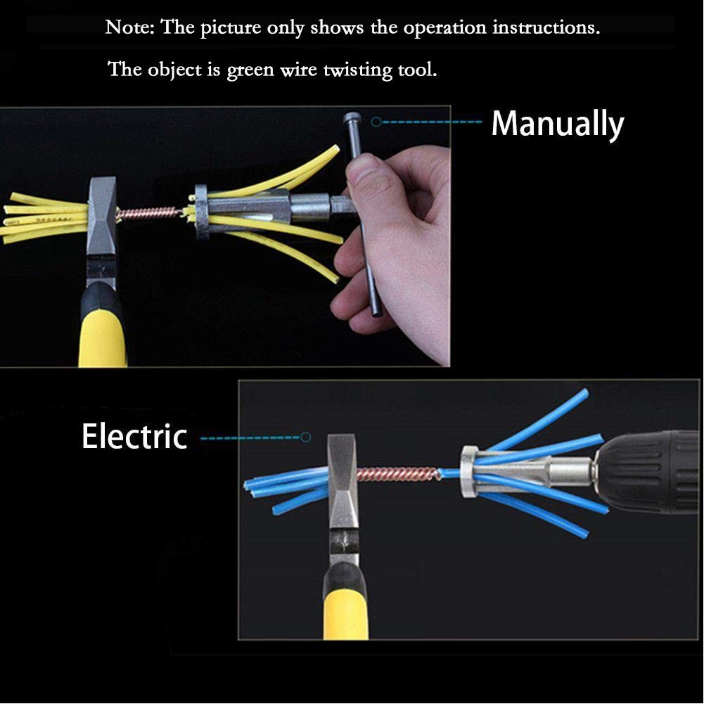 Electric Wire Twisting Tool - Automatic Manual Wire Stripper & Twister for Power Drill Drivers | Simultaneous Stripping & Twisting Tool | Power Tool Accessories for Electrical Work, DIY Projects & Home Repairs (Green)