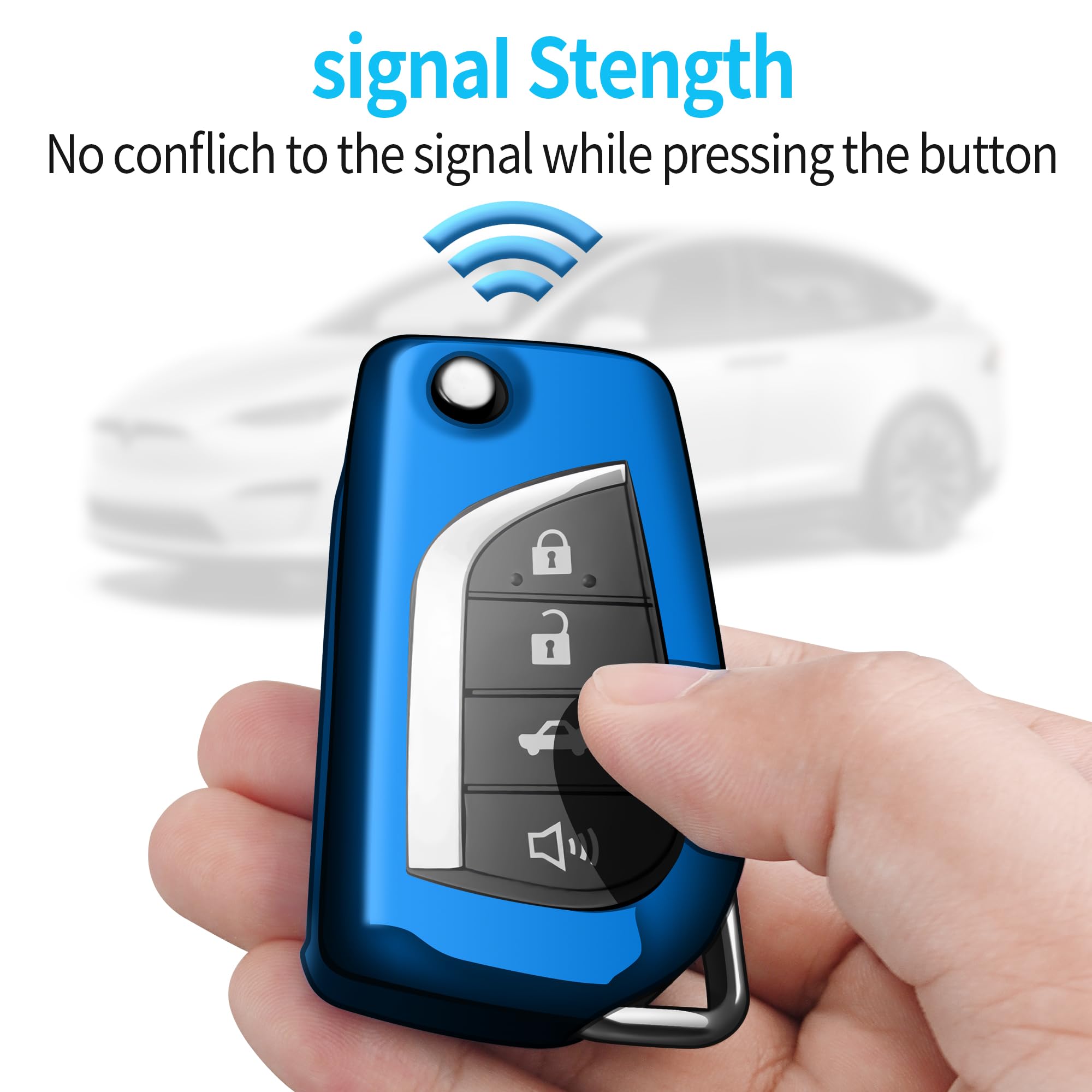 Premium Soft TPU Key Fob Cover for Toyota - Compatible with 2018-2020 Camry SE/LE, RAV4 SE, Corolla SE/LE Smart Key (Blue) - Durable Protection & Stylish Design for Everyday Use
