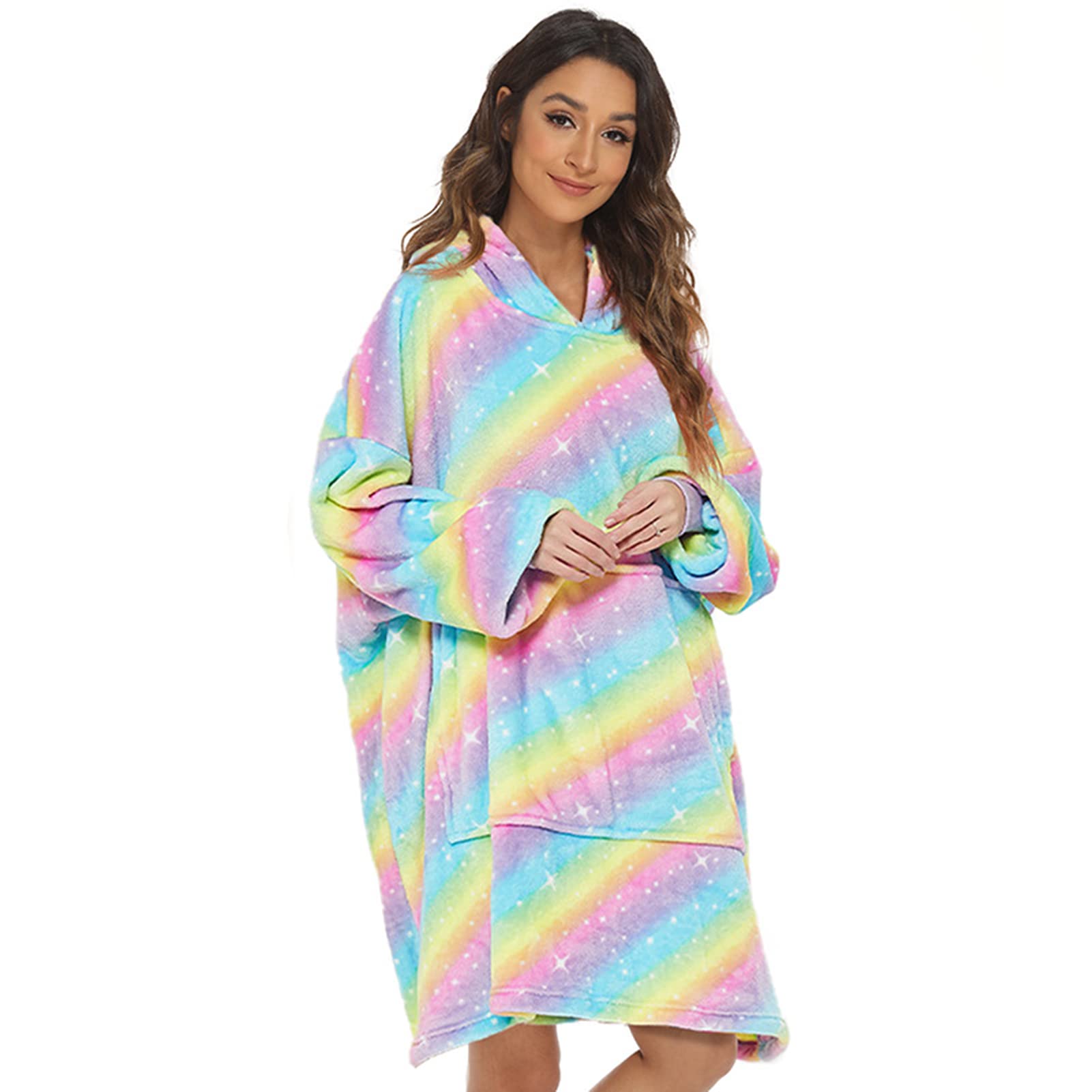 ERFD Wearable Blanket Hoodie - Oversized Soft Plush Hooded Sweatshirt with Sleeves & Pocket | One Size Fits All | Cozy Loungewear for Home, Camping & Outdoor Activities