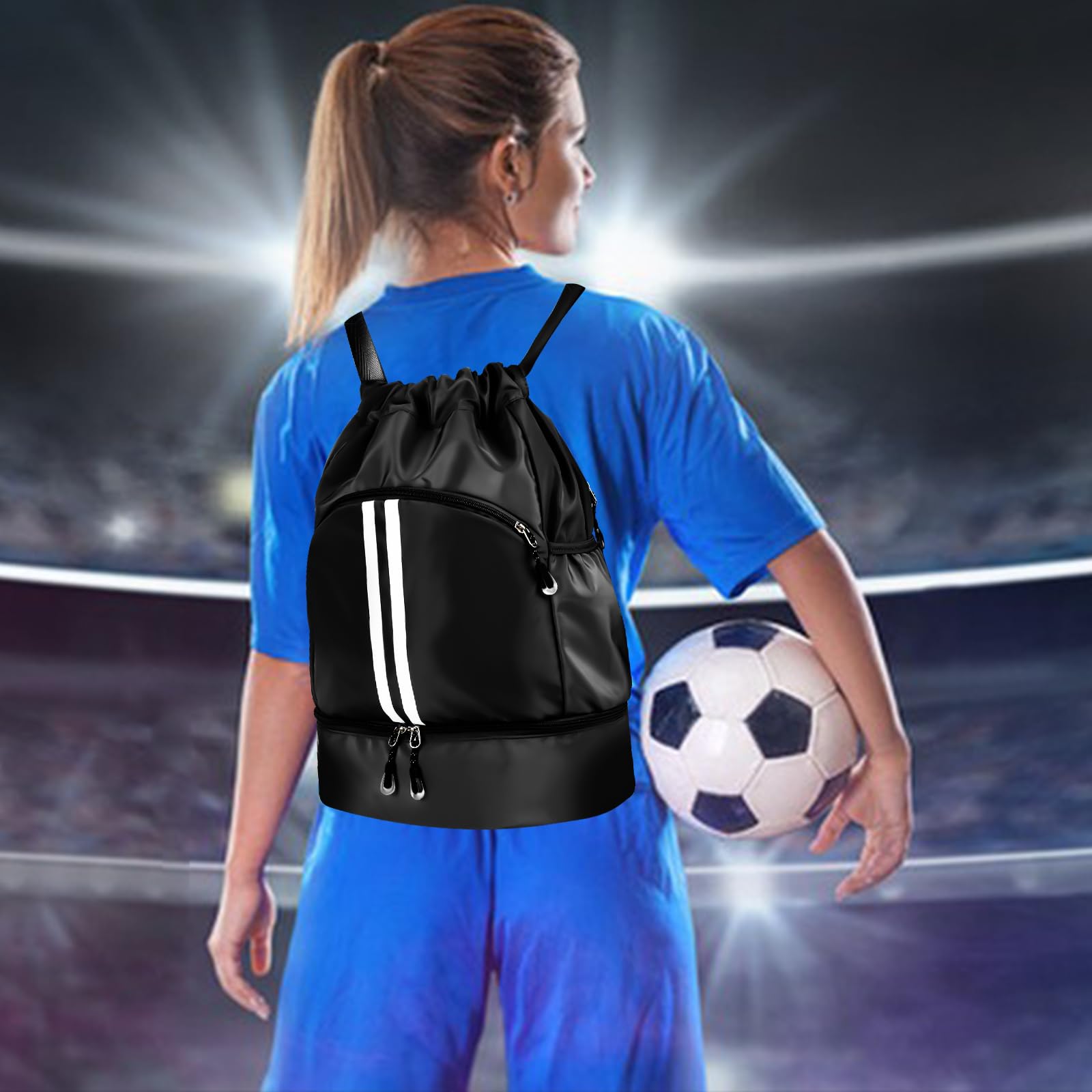 Best Soccer Backpack for Training & Games - Waterproof Drawstring Gym Bag with Ball Holder & Shoe Compartment - Perfect for Soccer Practice, Travel & Sports Gear Storage