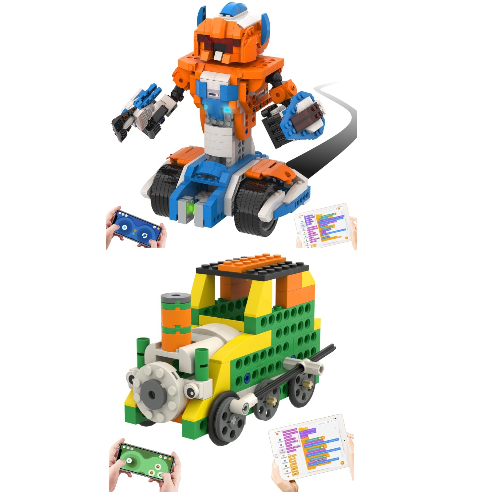 Apitor Robot X & Q - Remote Control Dinosaur Robot & STEM Building Coding Toys for Kids | App-Enabled Educational Programming Kit | Perfect for STEM Learning, Birthday Gifts & Creative Play