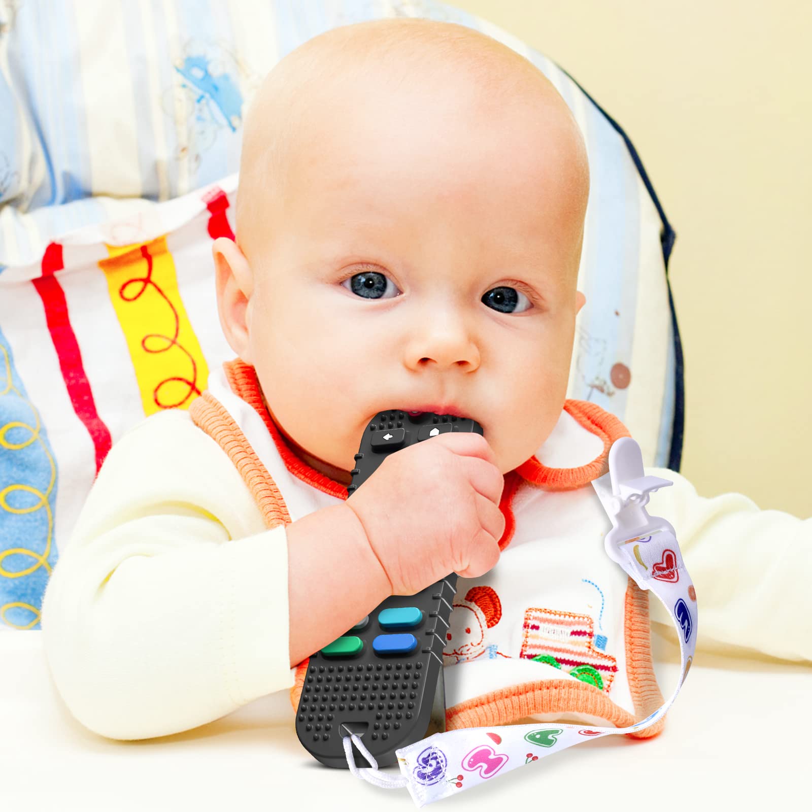 Soft Silicone Baby Teething Toys - TV Remote & Phone Shape Teethers for Infants 6-12 Months | Safe Chew Toys for Soothing Sore Gums | Perfect for Home, Travel & Daycare Use