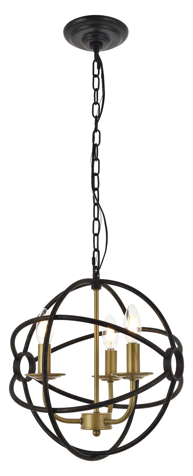 Octavia 3-Light Brass & Dark Brown Pendant Light Fixture - Perfect for Dining Room, Kitchen Island, or Entryway Lighting