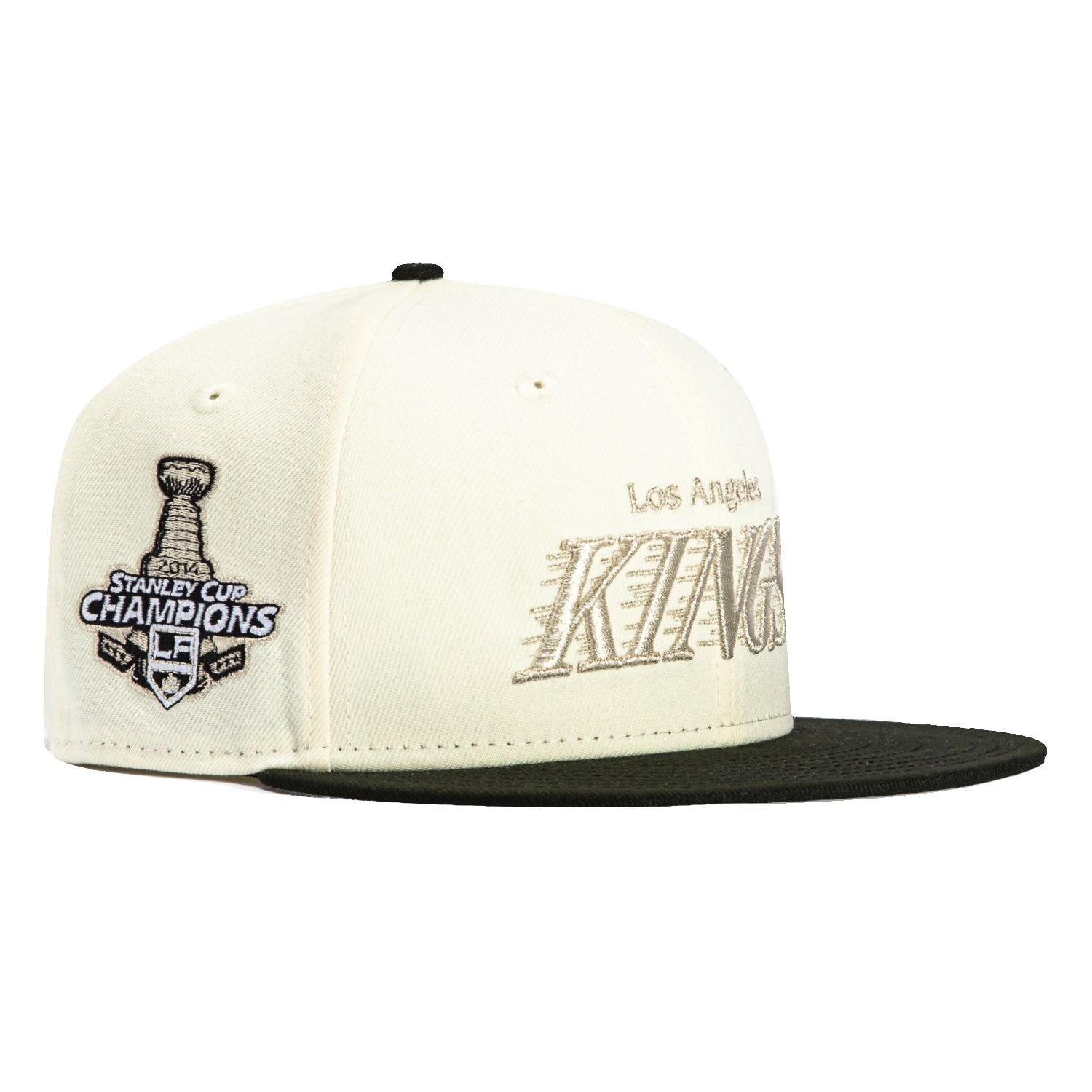 New Era 59Fifty Los Angeles Kings 2014 Stanley Cup Champions Patch Snapback Hat - White, Black & Silver | Official NHL Licensed Cap for Sports Fans & Collectors | Perfect for Game Day, Tailgating & Streetwear Fashion