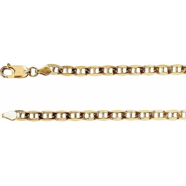 14K Solid Gold Heavy Curbed Anchor Chain Necklace for Men & Women - 4.5mm Thick Rope Style (16/18/20/24 Inch) | Perfect for Layering, Gift Giving & Everyday Wear