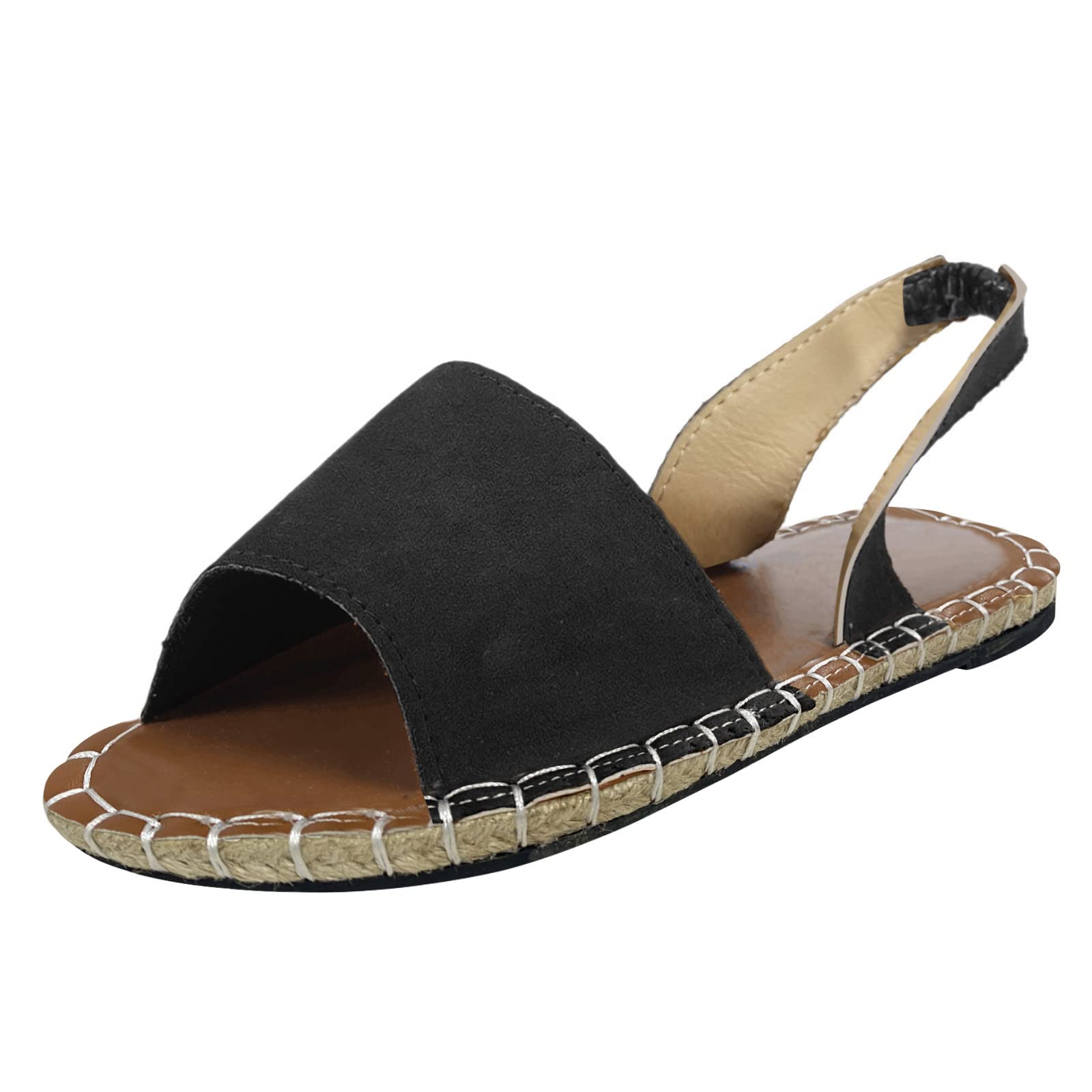 Women's Retro Suede Flat Sandals - Casual Beach Fish Mouth Solid Color Sandals for Summer, Walking & Vacation