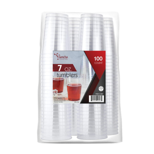 100 Pack 7 oz Clear Round Plastic Tumblers - Disposable Cups for Parties, Picnics, and Outdoor Events - BPA-Free Drinking Glasses for Beverages, Smoothies, and Cocktails