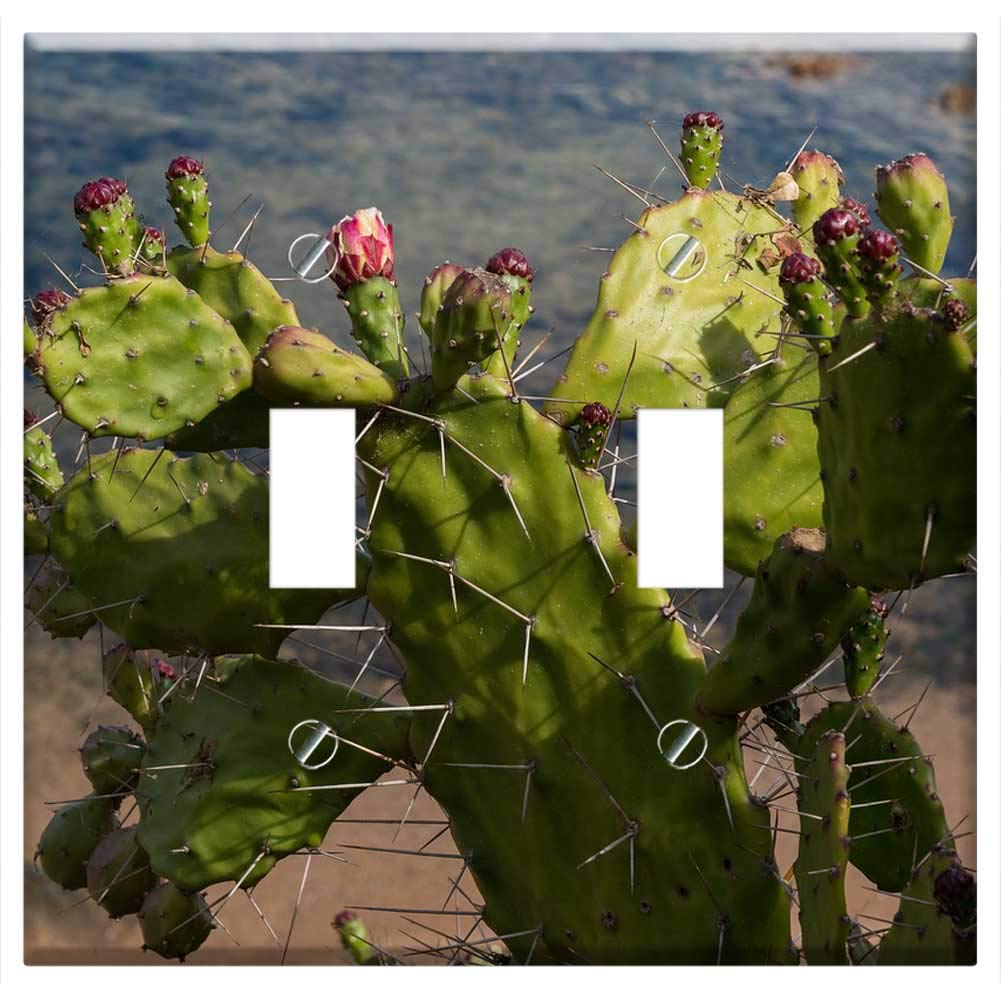 Double Toggle Switch Plate Cover with Prickly Pear Cactus Design - Durable Wall Plate for Home & Office Decor - Perfect for Living Room, Bedroom, or Kitchen Electrical Outlets